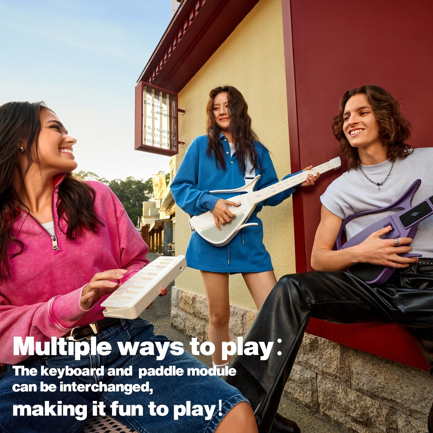 Enya CYBER-G Guitarra inteligente sin cuerdas, portátil plegable de viaje con acordes controlados por aplicaciones, cientos de sonidos de instrumentos, altavoz integrado y máquina de tambor