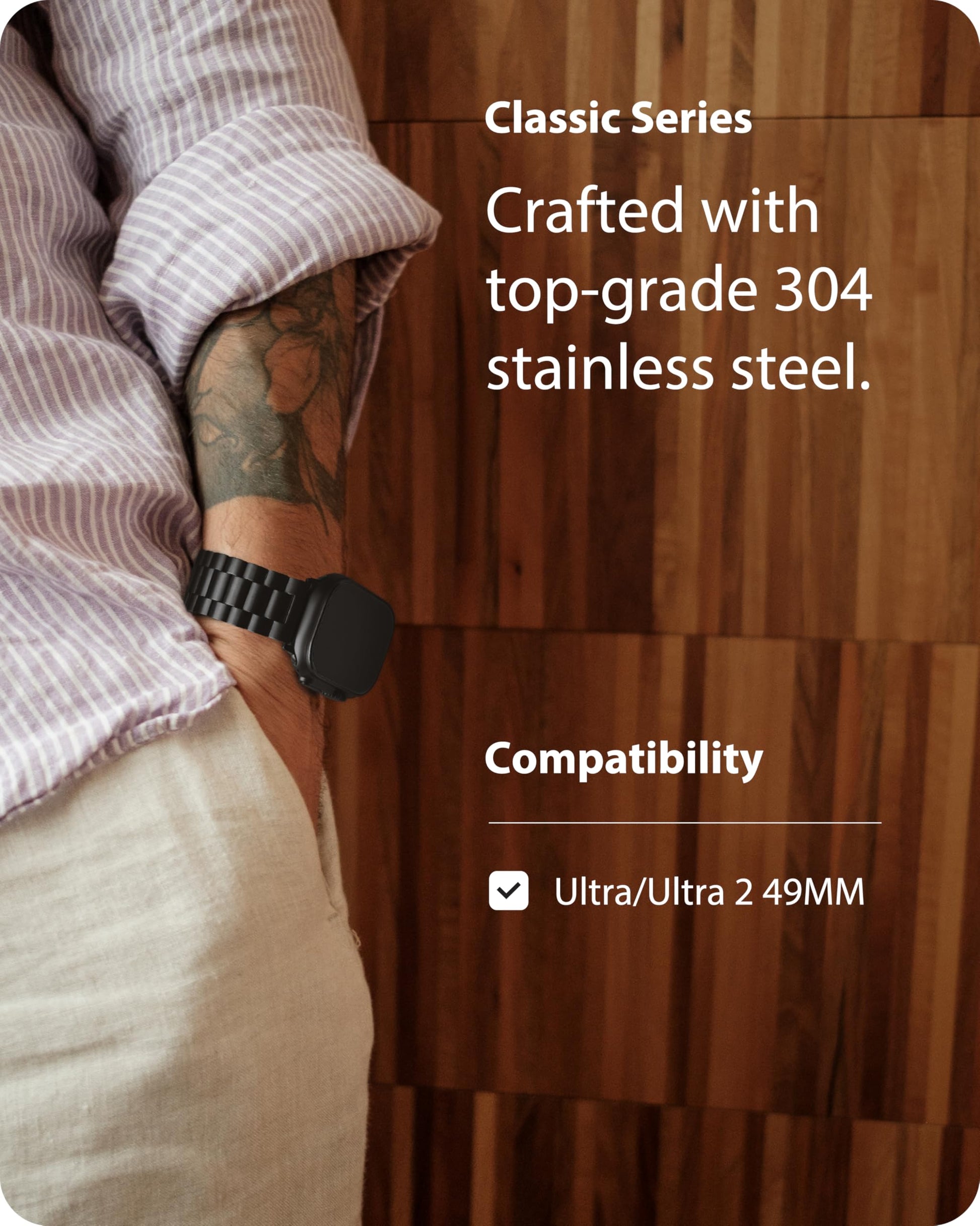 Fullmosa Correa Compatible Con Apple Watch Ultra 49mm,Pulsera Acero Inoxidable con Case Para iWatch Ultra2 Ultra,49mm Negro