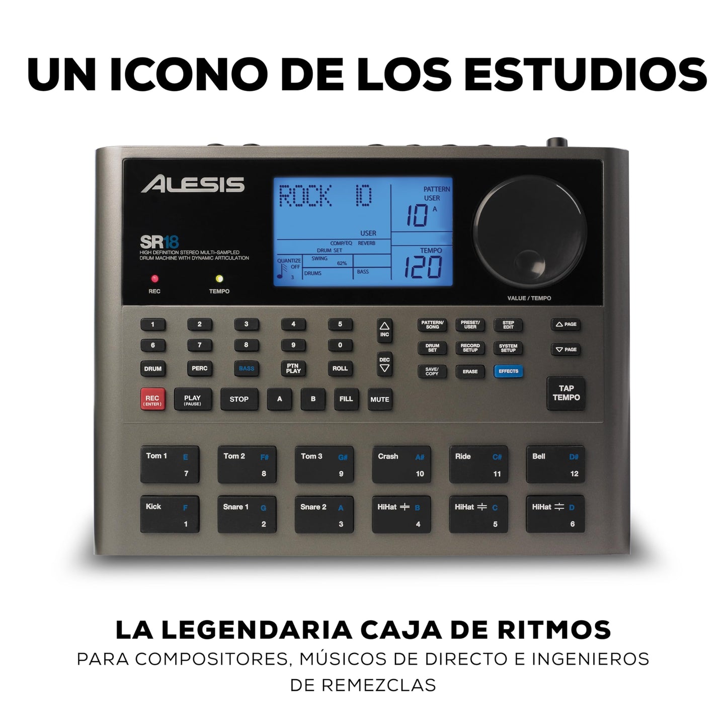 Alesis SR18 - Instrumento de percusión (Gris)
