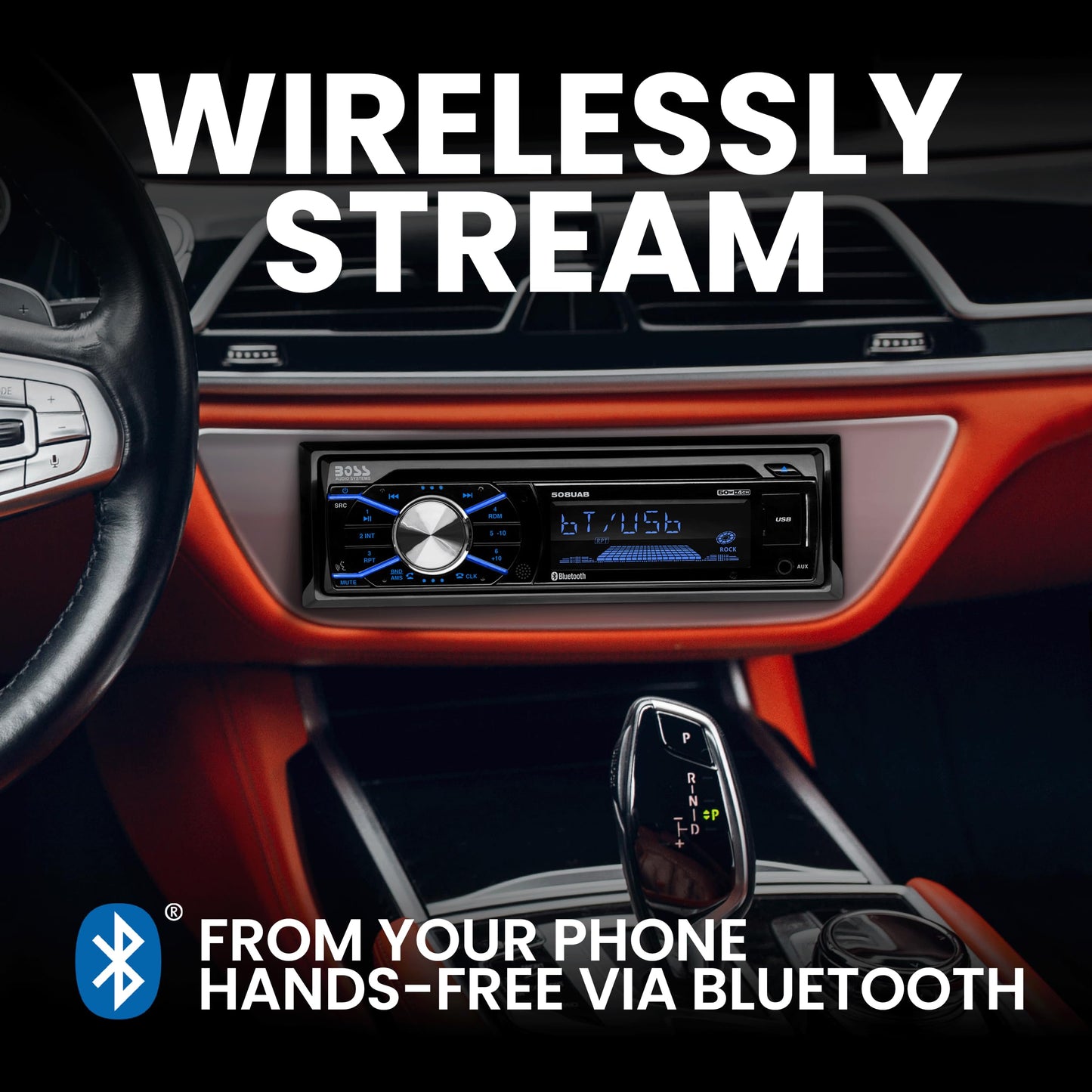 Boss Audio 508UAB In-Dash Single-DIN CD/USB/SD/MP3 Player Receiver Bluetooth Streaming Bluetooth Hands-Free with Remote