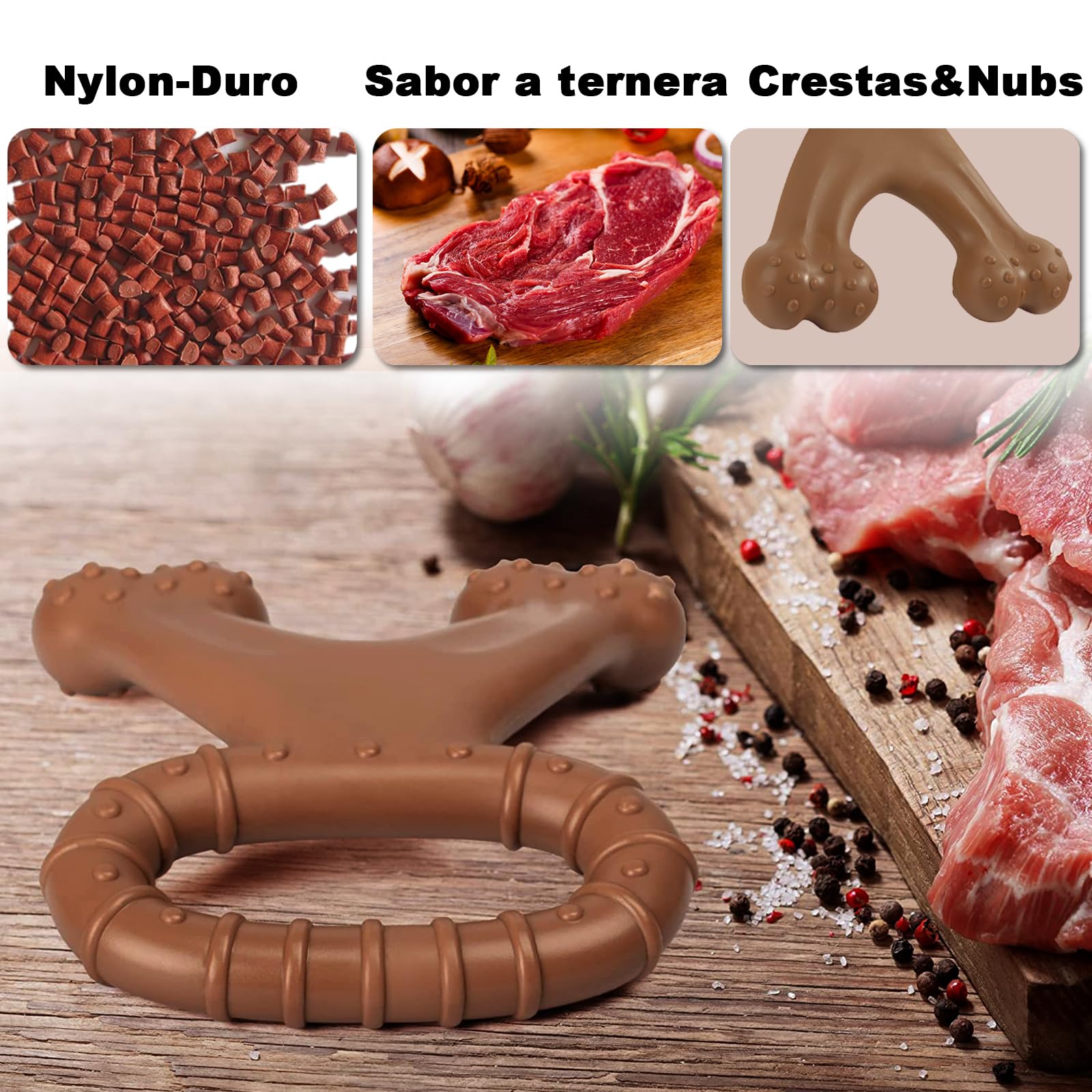 Juguete para la Dentición con Sabor a Carne de Vacuno, Ayuda a Limpiar los Dientes del Perro, Apto para Perros Medianos/Grandes, Juguetes Resistentes a las Mordeduras,Juguetes Interactivos para perros