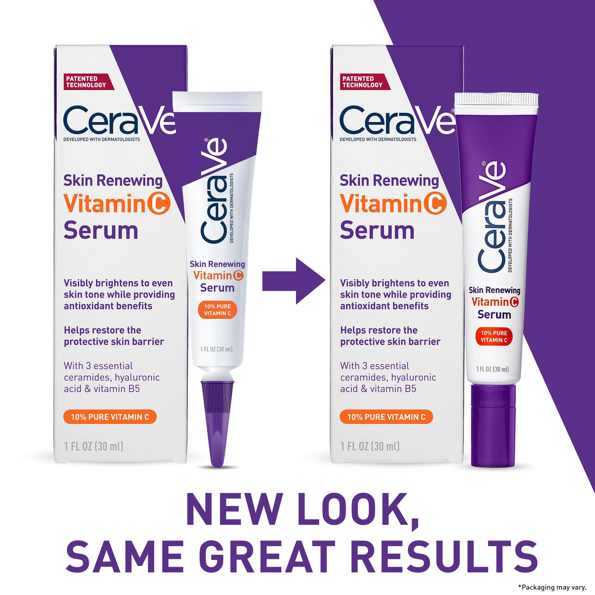 CeraVe - Sérum de vitamina C con ácido hialurónico | Sérum iluminador de piel para rostro con un 10% de vitamina C pura | Sin fragancia | 1 onza Oz