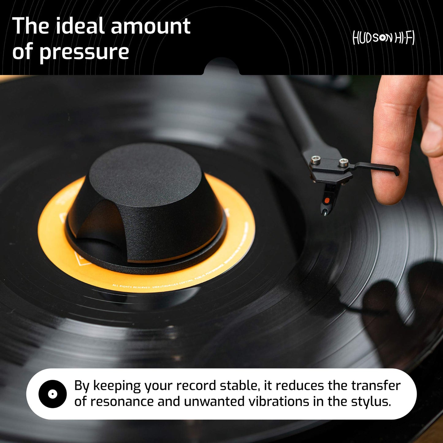 Hudson Hi-Fi BigBen Record - Abrazadera estabilizadora de Peso, Negro Mate, LittleBen