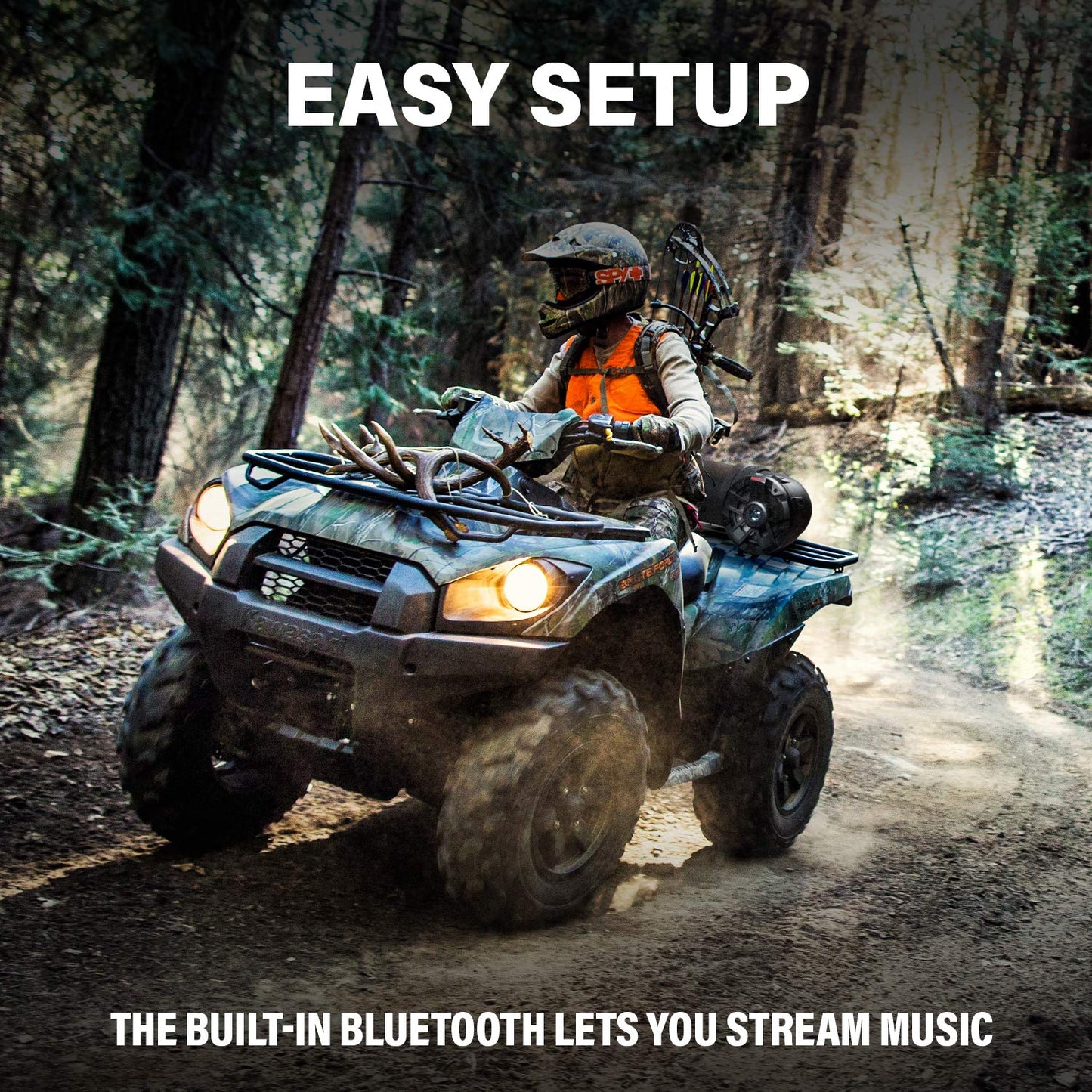 BOSS Audio Systems ATVB6.5R ATV UTV Sistema de sonido resistente a la intemperie, altavoces de 6.5 pulgadas, tweeters de 1 pulgada, amplificador incorporado, Bluetooth, batería recargable, fácil