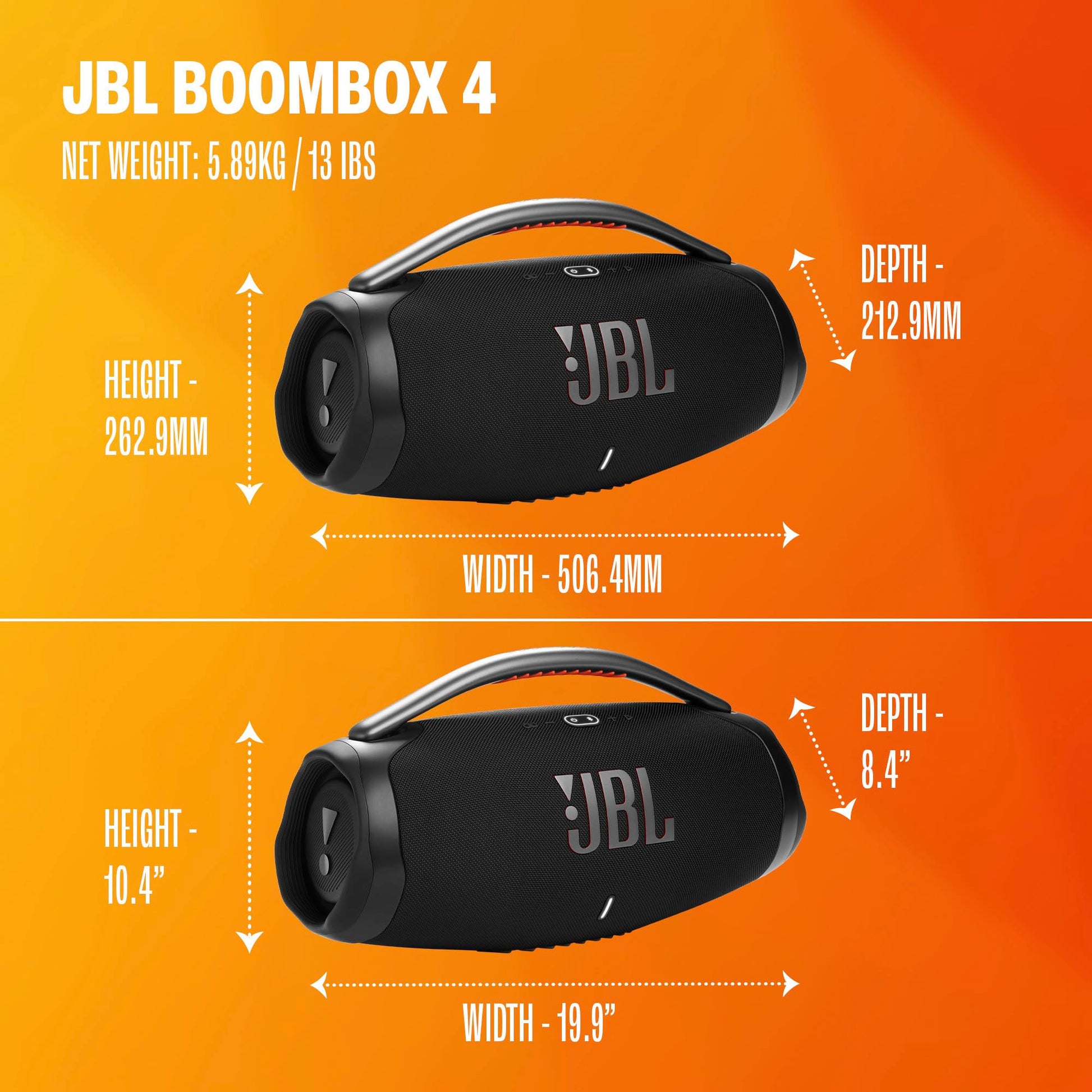 JBL Boombox 4 Bocina Portátil Bluetooth con Sonido Pro (AI Sound Boost), Resistente al Agua y Polvo IP68, hasta 34 Horas de reproducción, Auracast - Azul