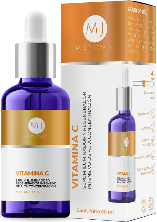 MIST JEWEL Suero vitamina C + Acido hialuronico + VIt E facial + Rosa mosqueta hidratante y protector piel | Serum con Efecto reparador y protector anti manchas cutis