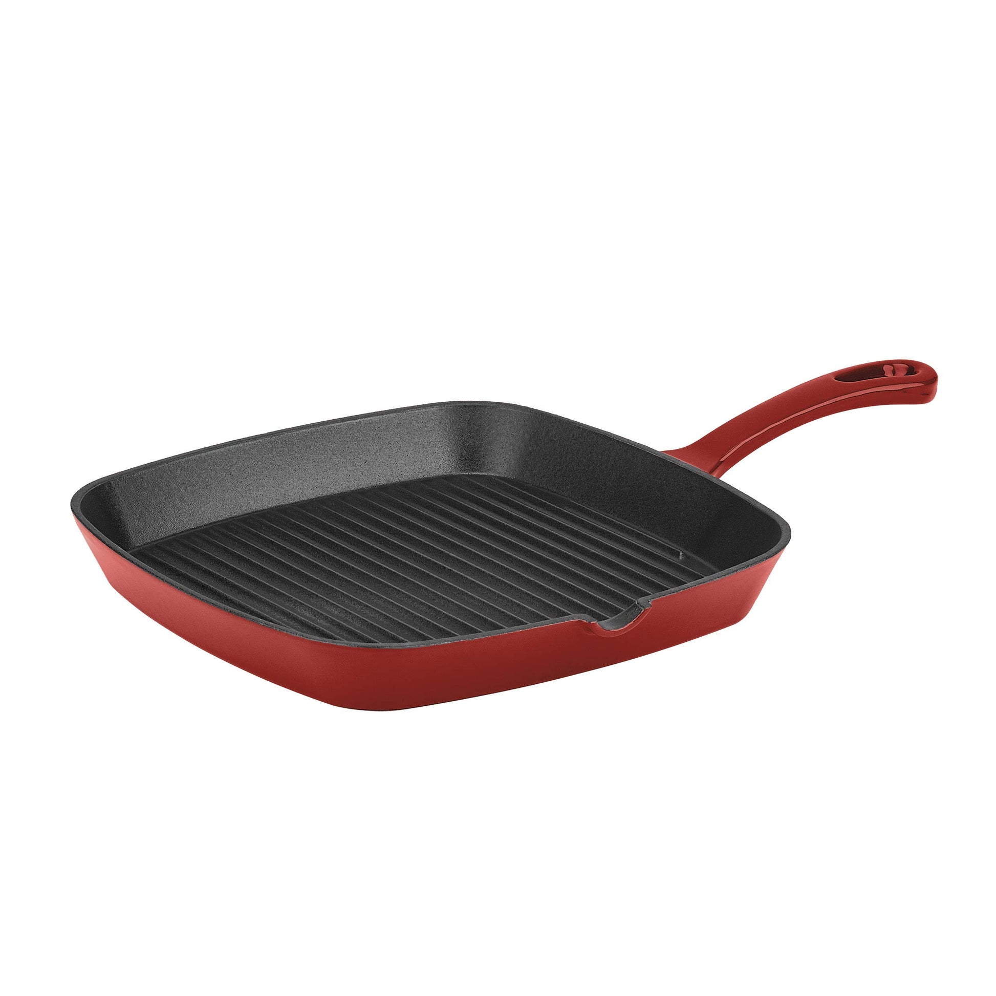 Cuisinart - Sartén abierta con mango, Plancha de 23.5 cm (9.25 pulgadas), Enameled Cardinal Red, 9.25" Square Grill Pan, 1