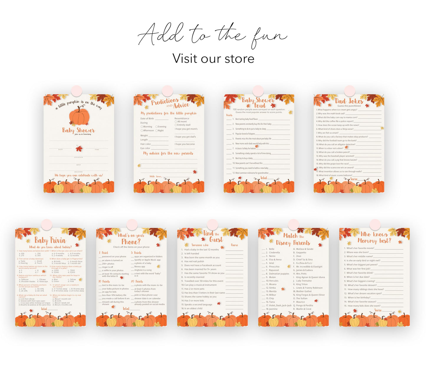 PuMPKINS - Tarjetas de predicción y consejo – Paquete de 25 – Little PuMPKIN juegos de baby shower, padres nuevos, mamá y papá para ser, mensaje para mamá y papá, parejas Coed Shower Actividades Libro de recuerdo de otoño G330-PDAV