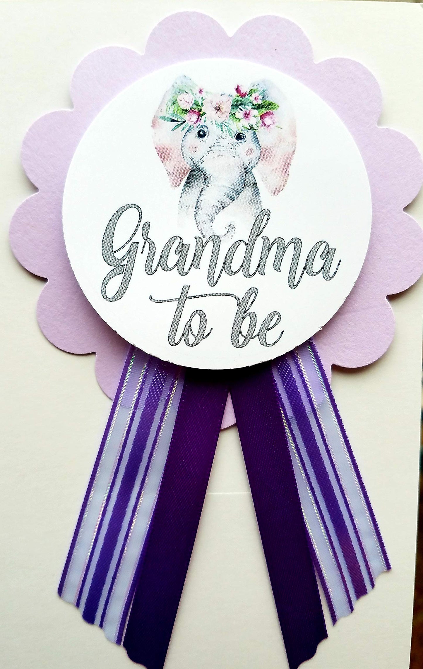 Grandma to Be Baby Shower Pin para no usar, morado elefante, es una niña Baby Sprinkle