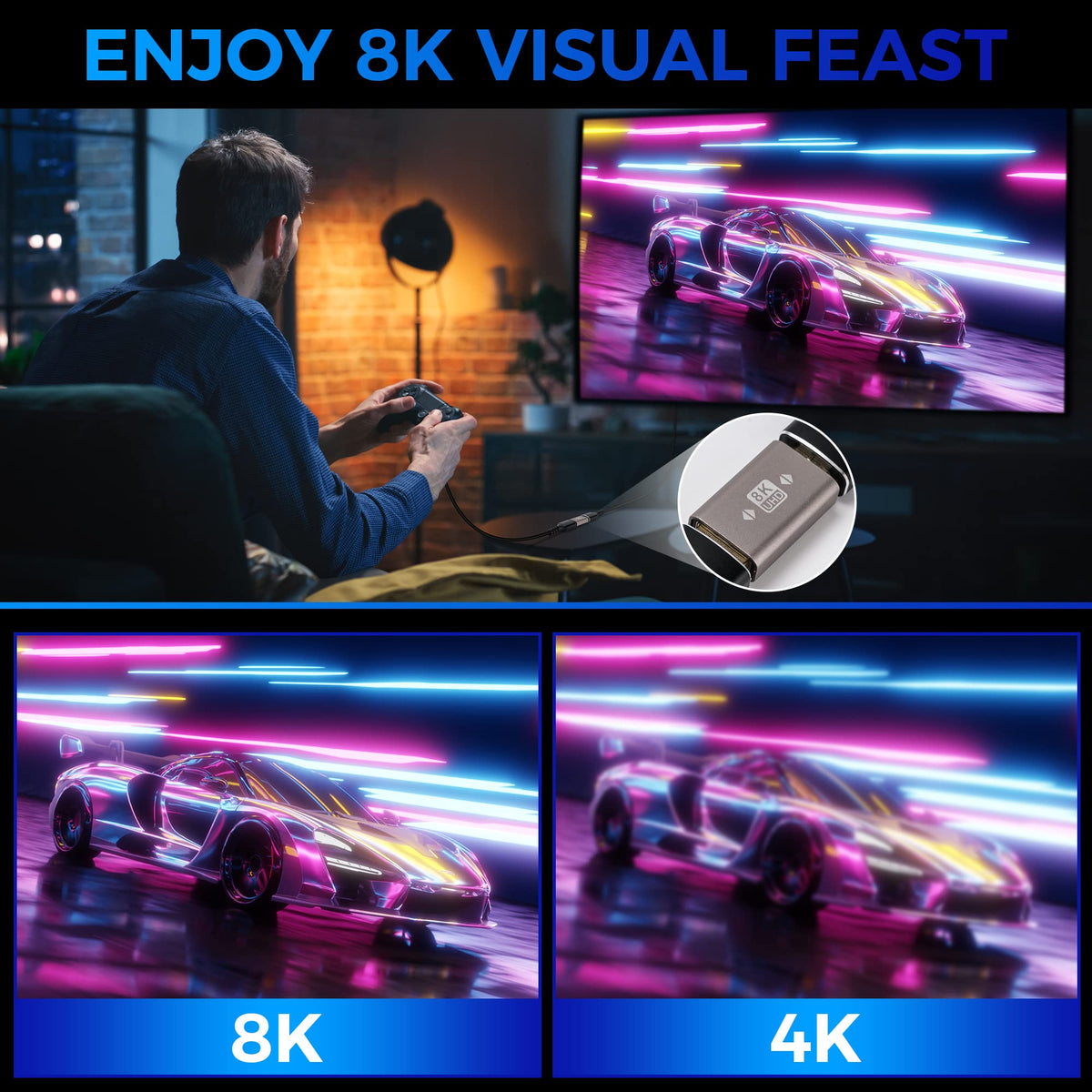 Acopladores HDMI 8K a 60Hz Adaptador de Extensión para HDTV y Consolas