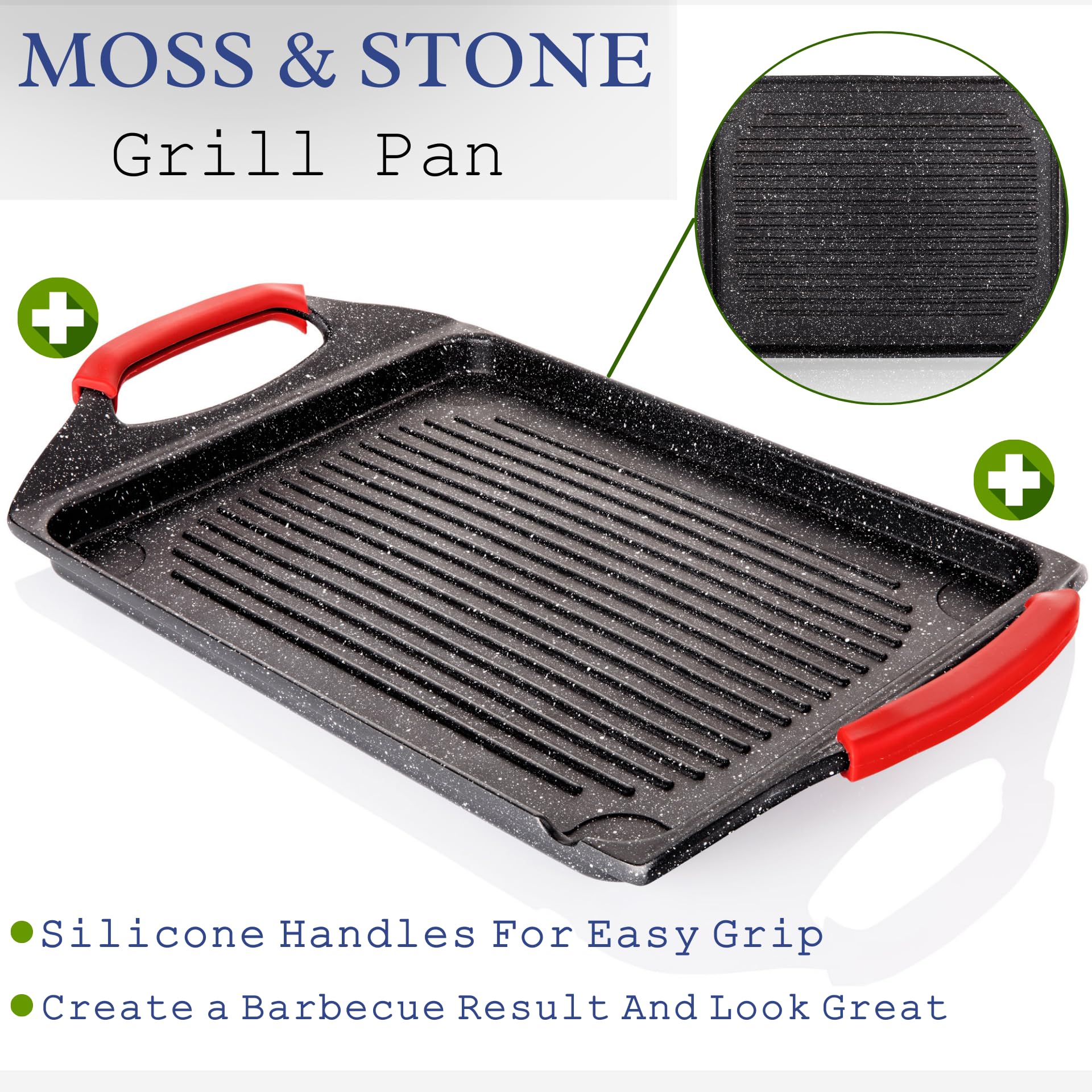 Parrilla de Aluminio Moss & Stone Rectangular Antiadhesiva para Cocina
