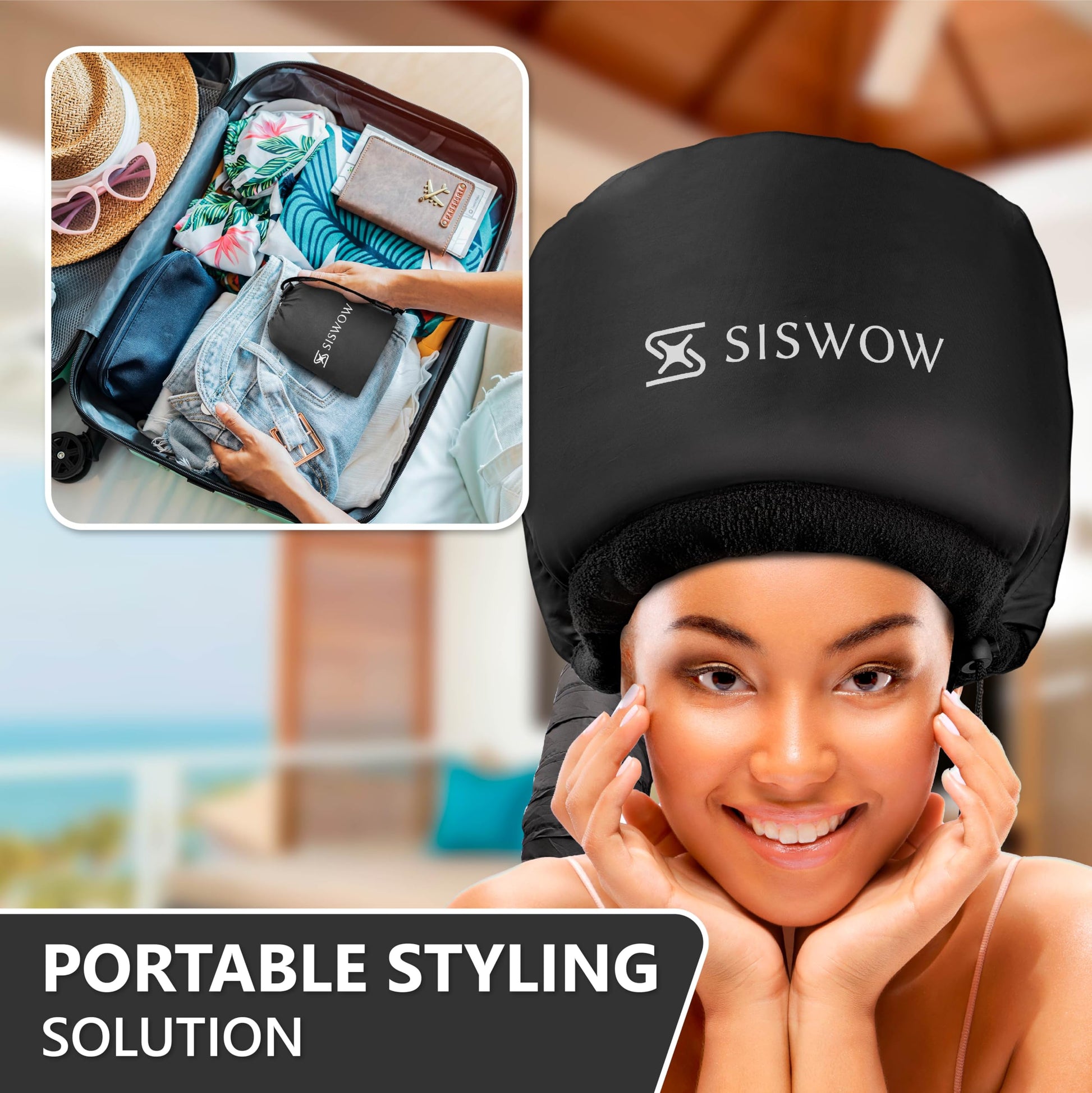 Gorro para secar el cabello rizado, tapa difusora para rizar, acelera el tiempo de secado, acondicionamiento profundo de seguridad en casa, portátil, ajustable