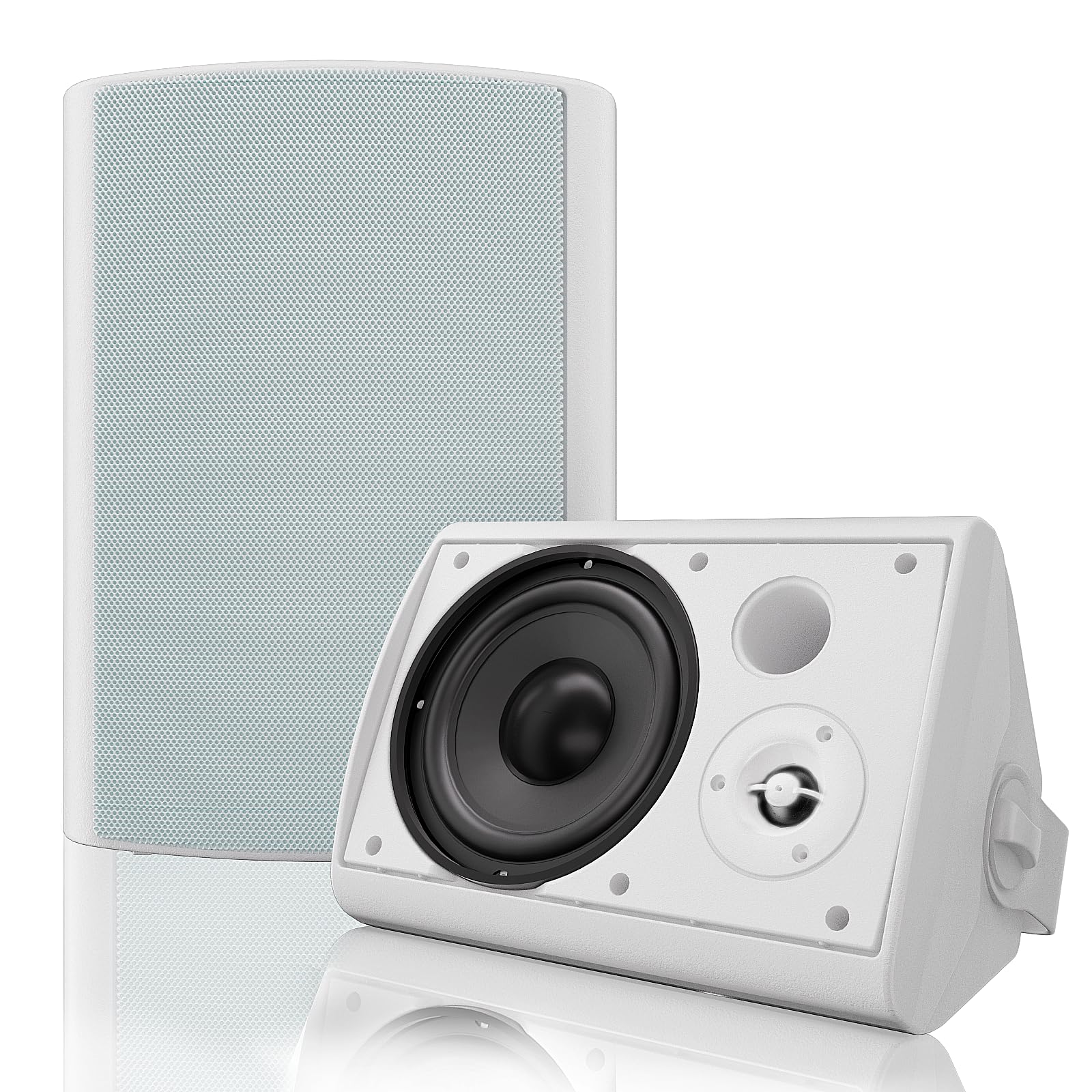 Herdio Bluetooth Bocinas para Exterior, 6,5 Pulgadas 400W Altavoces para Exteriores, Impermeable, Amplificador Superior, Amplia Cobertura De Sonido Estéreo, para Patio, Terraza, Patio Trasero (Blanco)