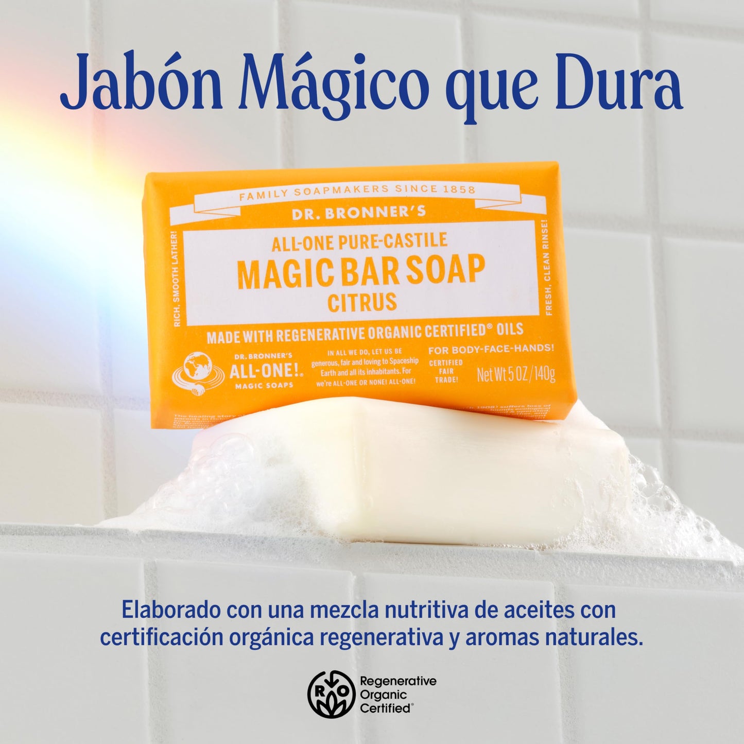 Dr. Bronner's | Jabón de castilla orgánico en barra, fórmula concentrada, antioxidantes naturales y frescura cítrica, con aceite esencial de Cítricos, aroma Cítricos (3 pack)