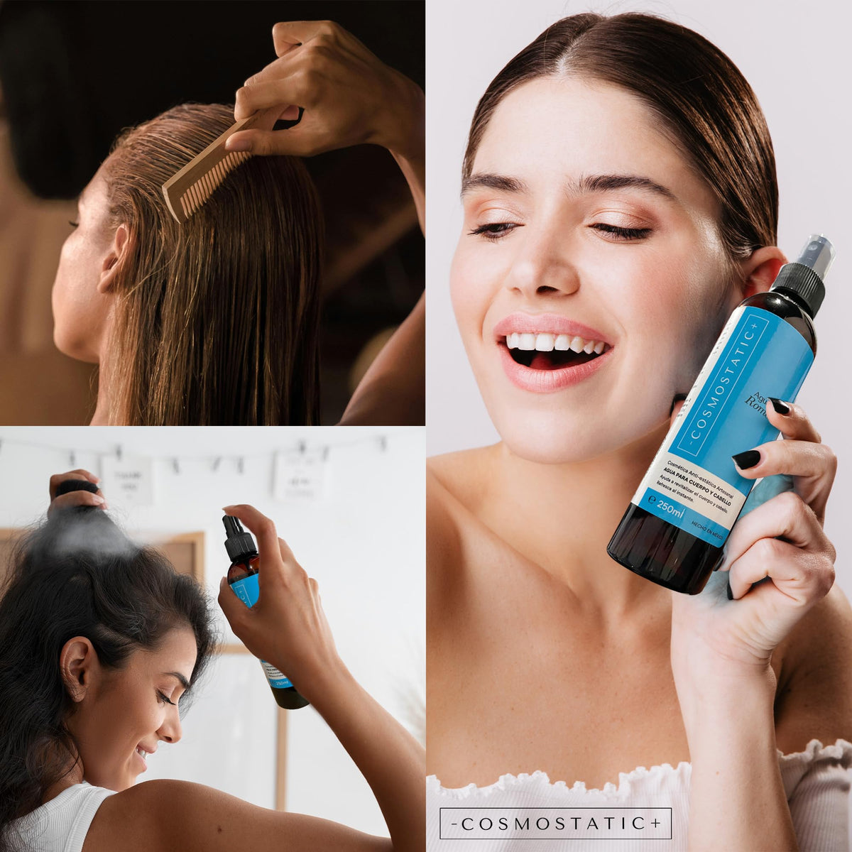 Agua de Romero COSMOSTATIC Natural 100% Anti Caída y Crecimiento de Cabello Acondicionador Orgánico Anti Frizz y Antiestática Cuidado de la Piel y Refrescante Corporal