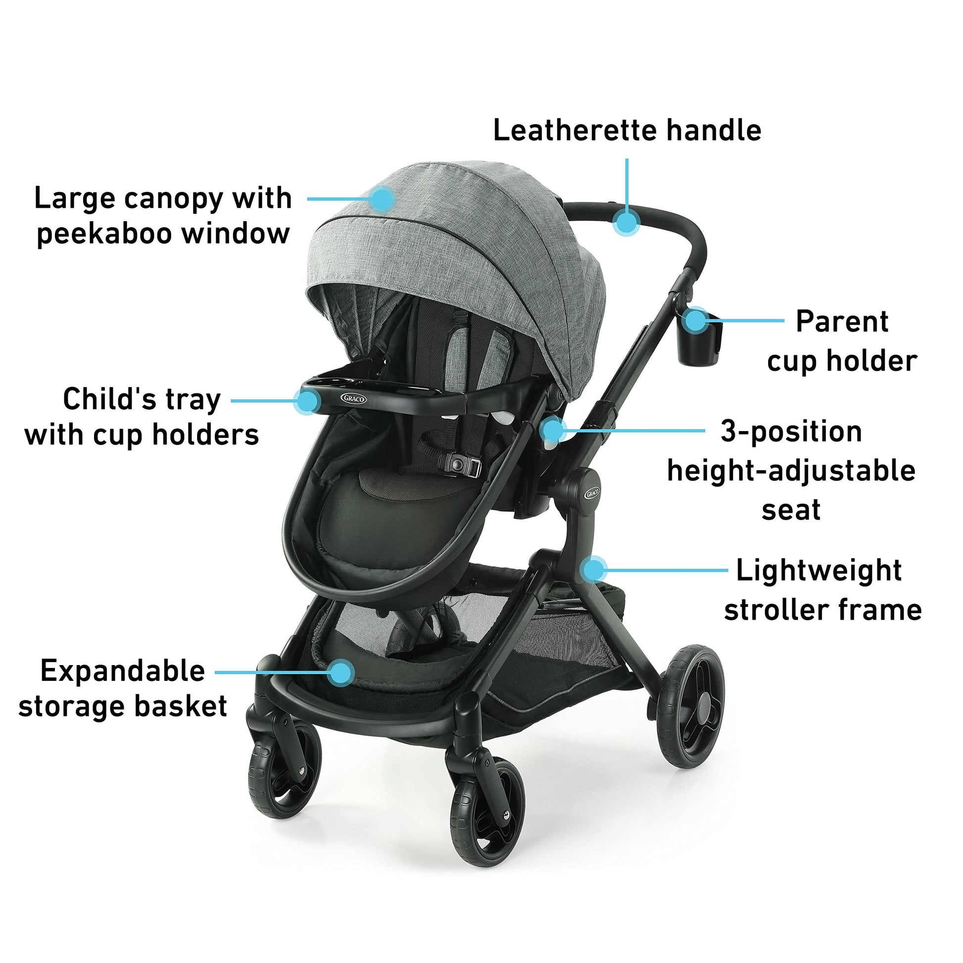 Graco Carreola Modes Nest Con Asiento Reversible Ajustable En Altura, Nico, Paquete De 1 Count