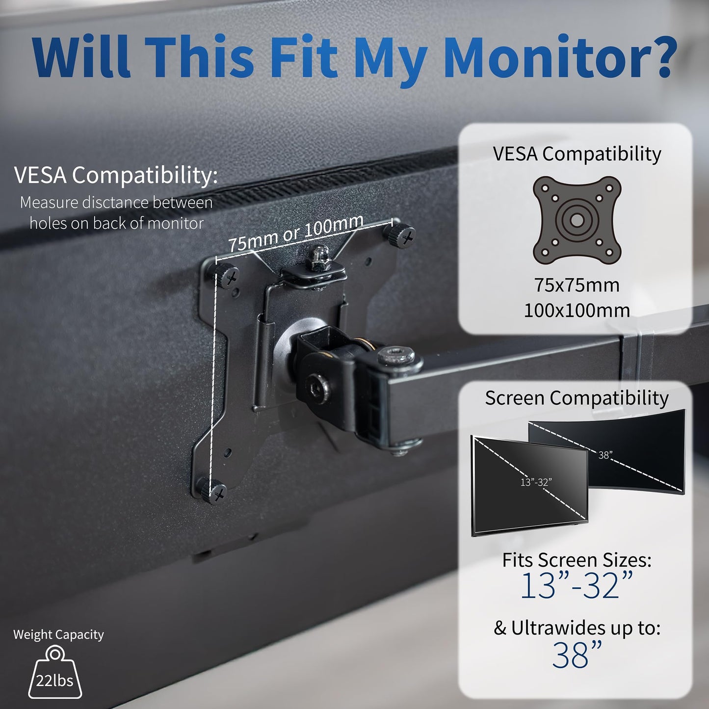 Soporte Brazo para Monitor VIVO Negro Ajustable para Pantallas de hasta 32 y 38 Pulgadas Ultrawide
