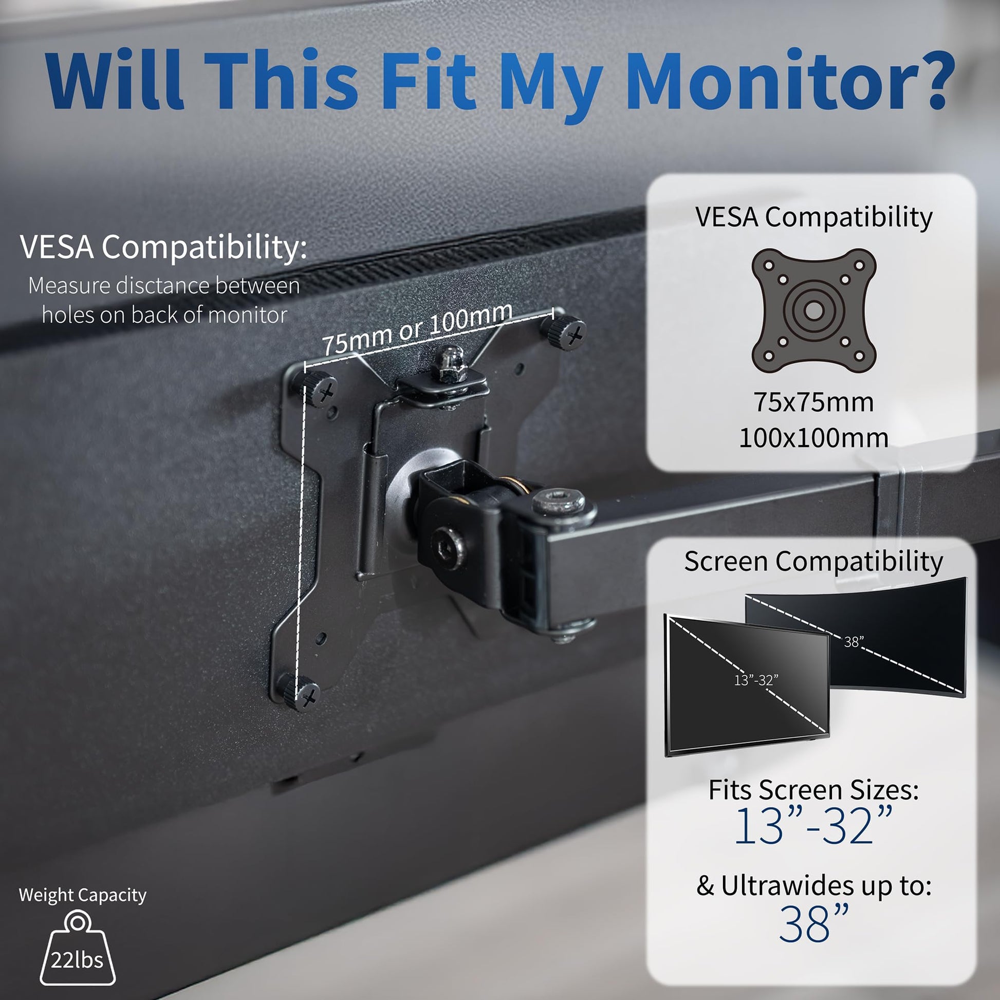 Soporte Brazo para Monitor VIVO Negro Ajustable para Pantallas de hasta 32 y 38 Pulgadas Ultrawide