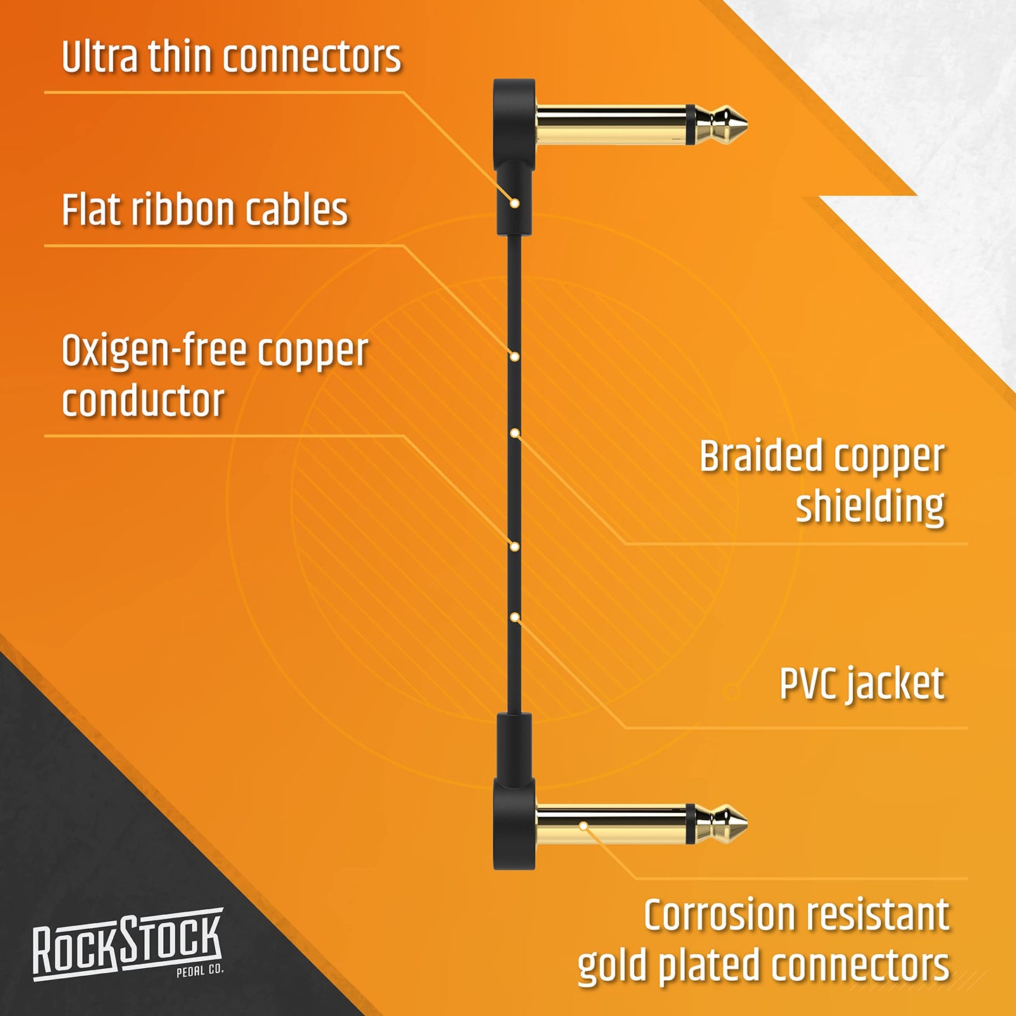 Cable de Pedal de Efectos de Guitarra Rock Stock Oro Paquete de 3