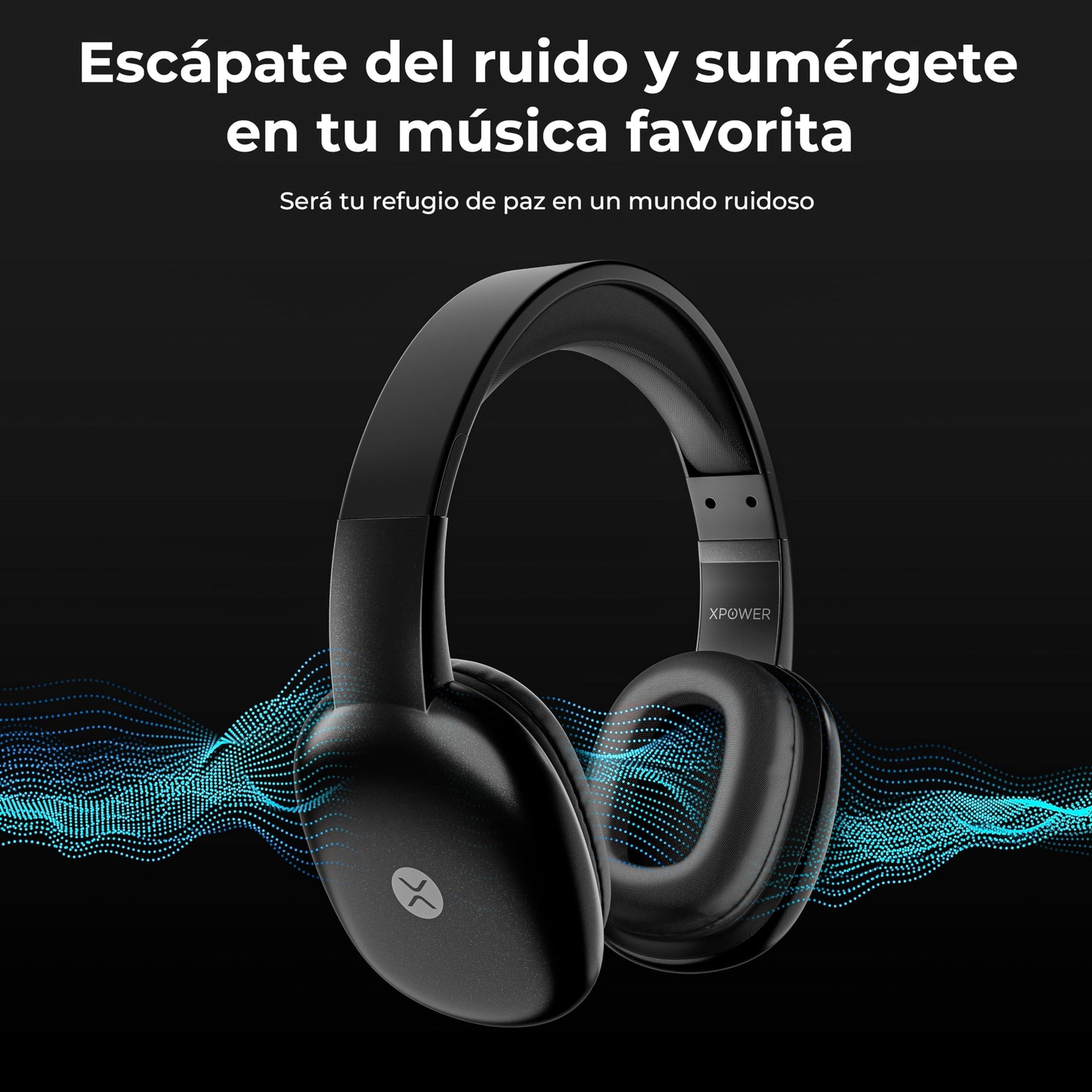 Audífonos De Diadema Inalámbricos XPOWER Azul con Bluetooth y Botones Multifunción