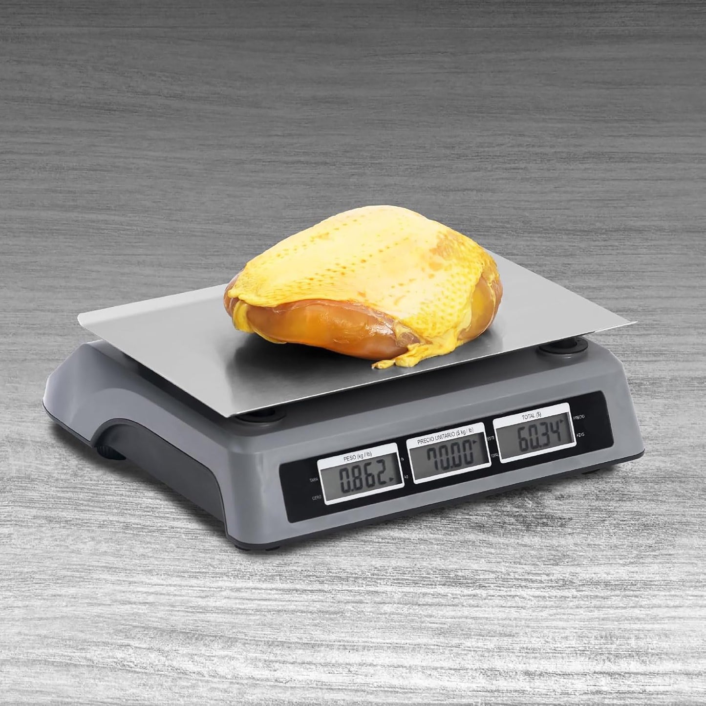 RHINO, Báscula Digital Comercial, 20 kg, Pantallas de Usuario y Cliente, Función de Conteo de Piezas, Precio Neto,10 Memorias en Teclado para Productos con Mayor Desplazamiento, BAR-6