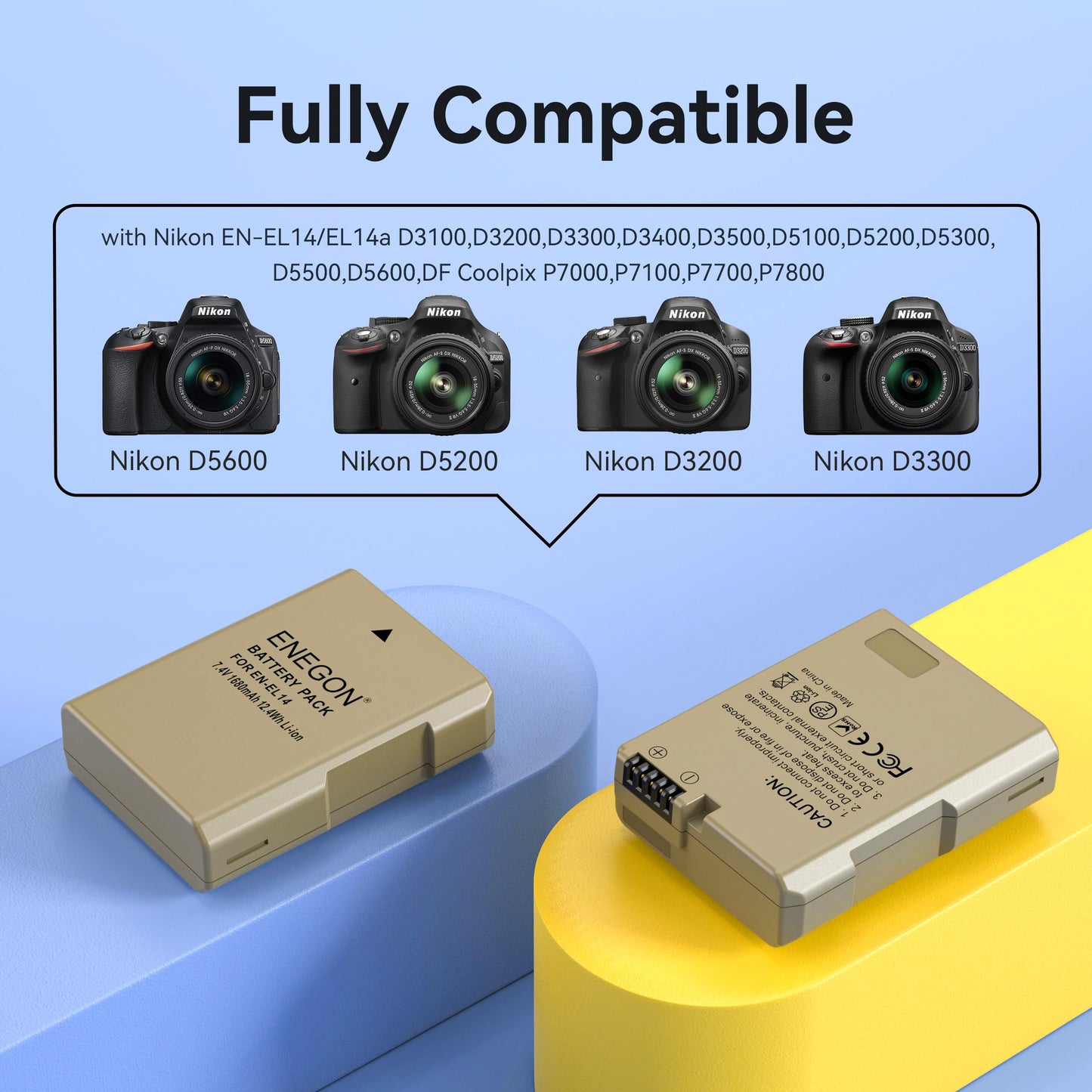 Batería y Cargador Rápido ENEGON EN-EL14 EN-EL14a Negro para Cámara Nikon