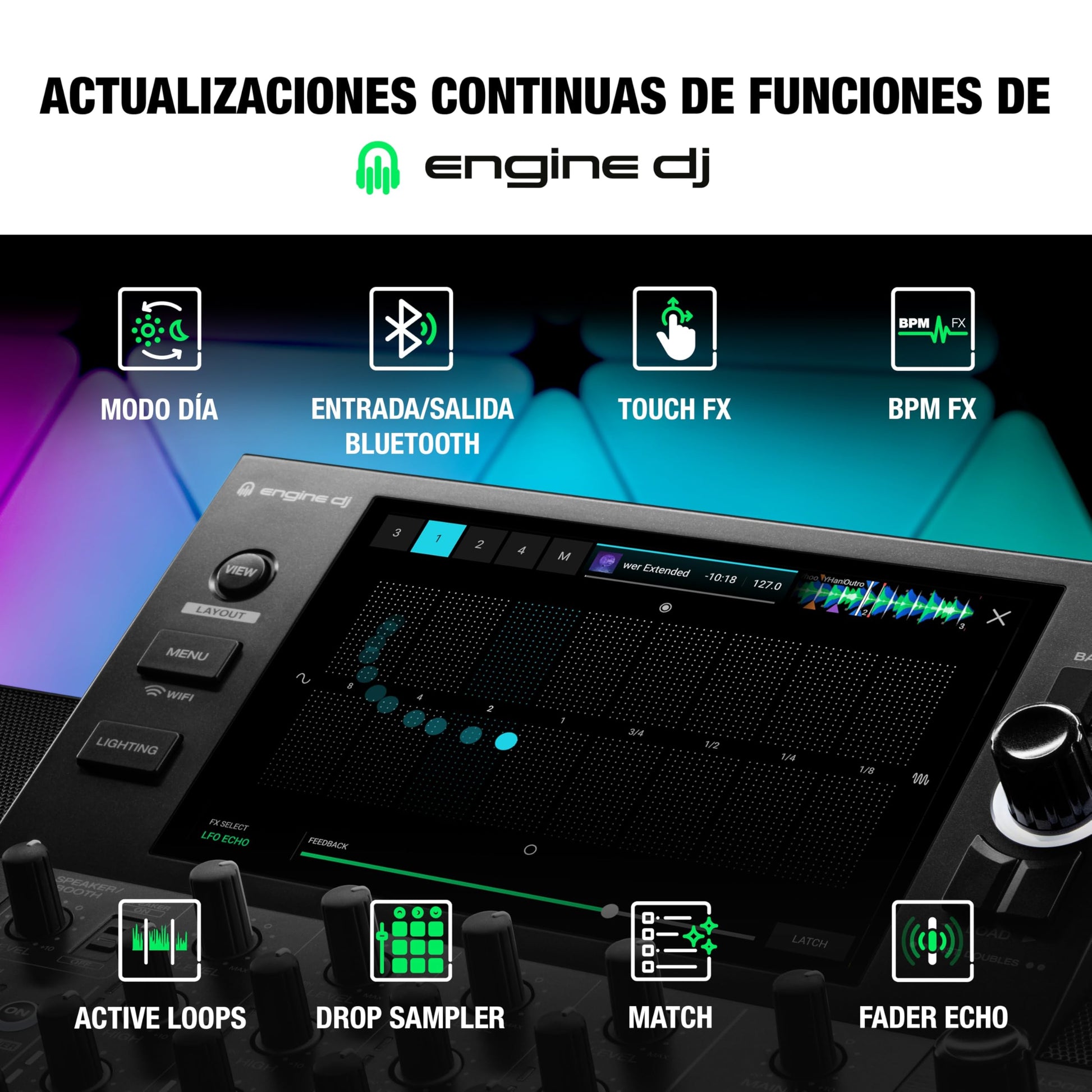 Denon DJ SC Live 4 Controlador DJ con separación de Stems en 4 Decks, Streaming por WiFi, Altavoces Integrados, Compatible con Serato DJ y Virtual DJ