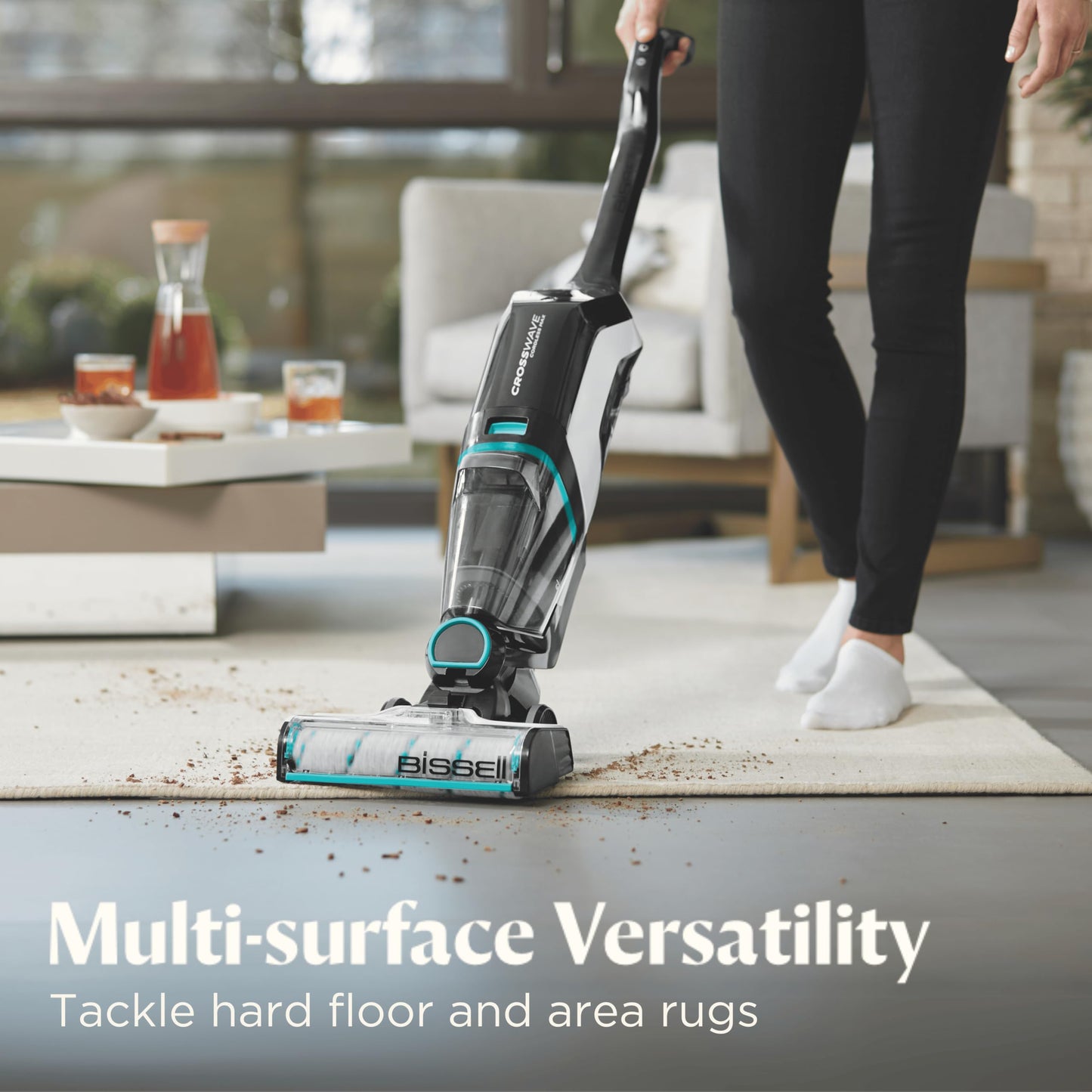 Bissell CrossWave 2554A - Aspiradora y fregona inalámbrica para Suelos Duros y alfombras de área, Color Negro, 2554A