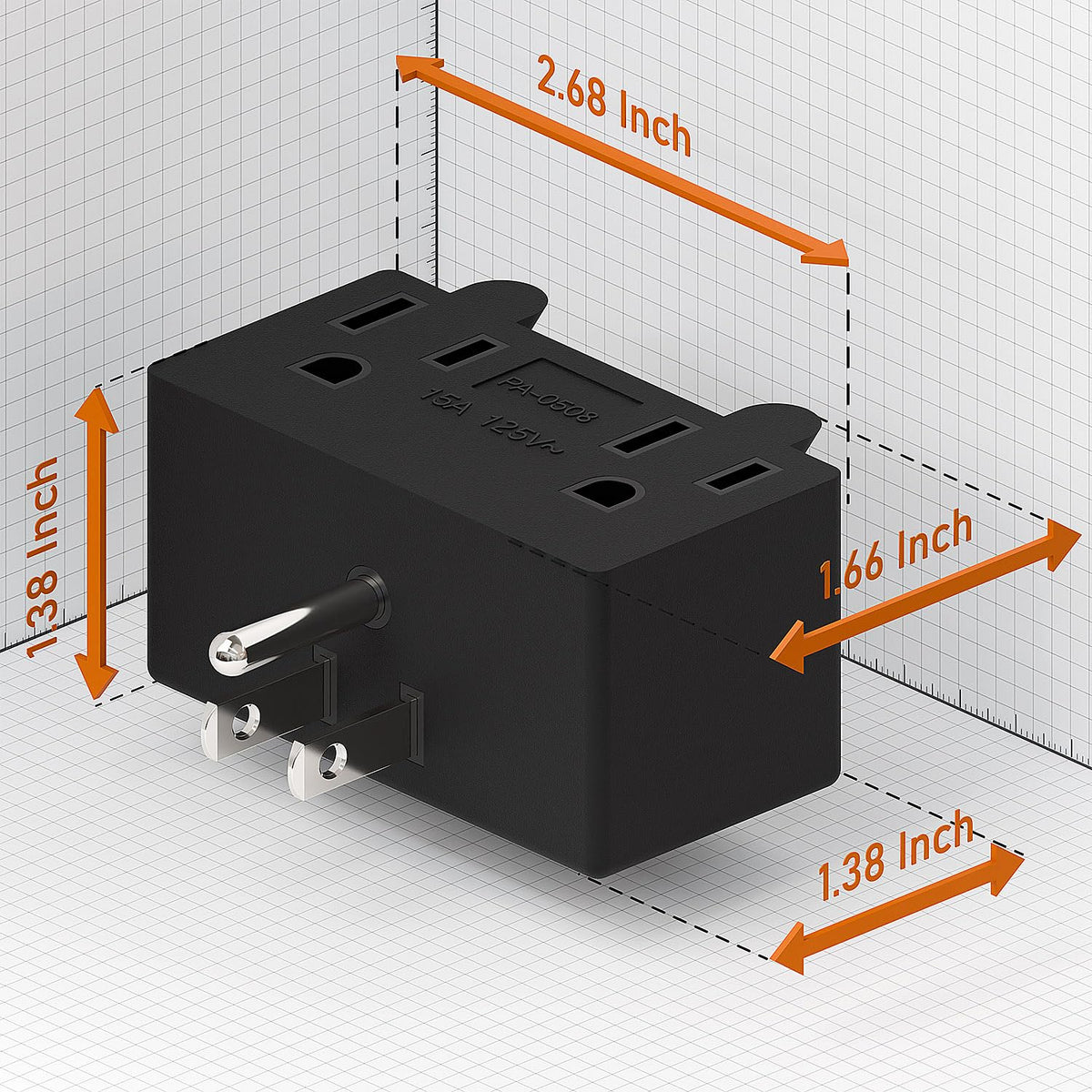 Adaptador de Corriente PA-0508 Negro de 90 Grados para Ahorro de Espacio