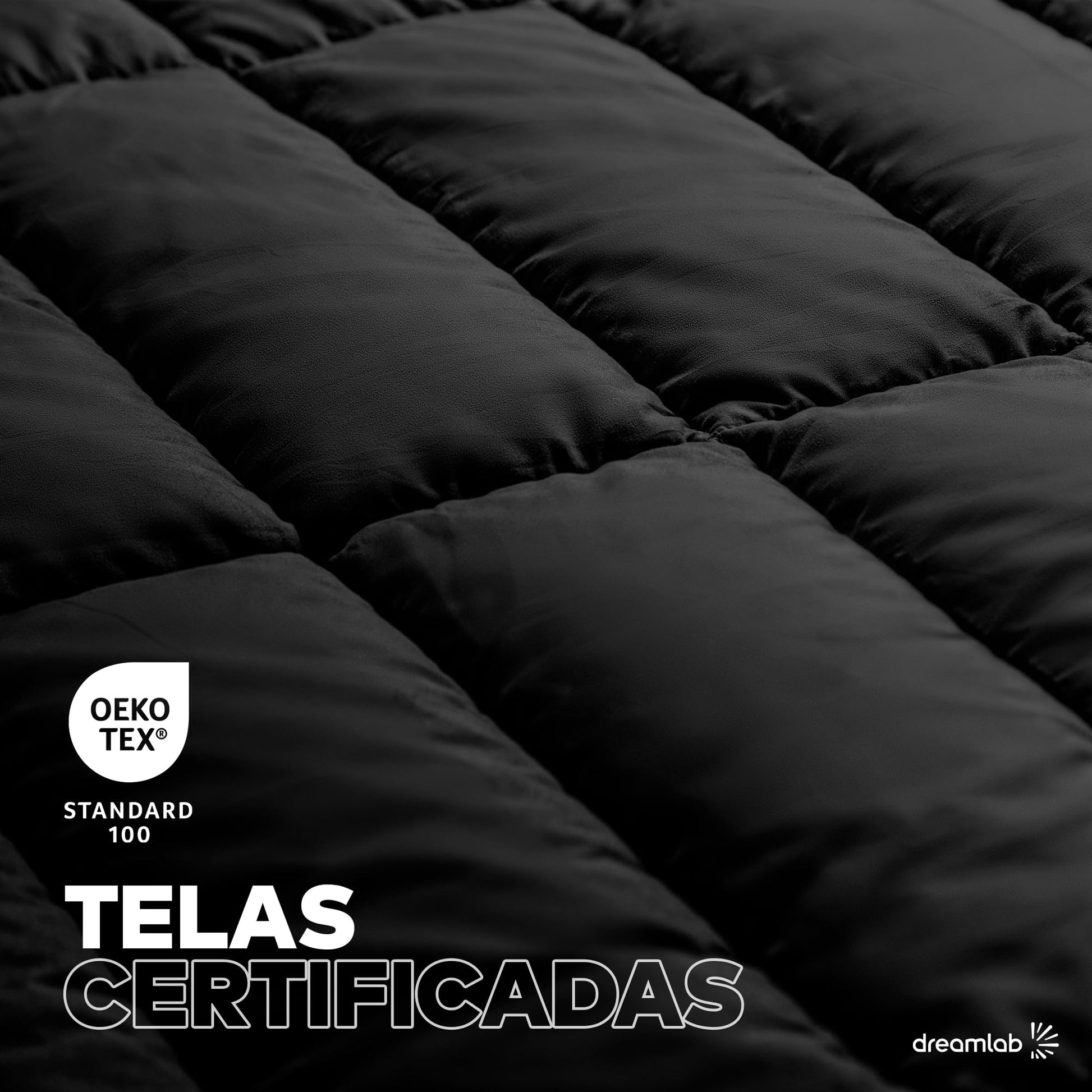 Dreamlab Edredón Acolchado para Toda Estación. Relleno de Microfibras Recubiertas con Gel. Lavado a Máquina. Usar como Edredón o con Funda Duvet. Hipoalergénico. (Negro, King Size 259 x 223cm)