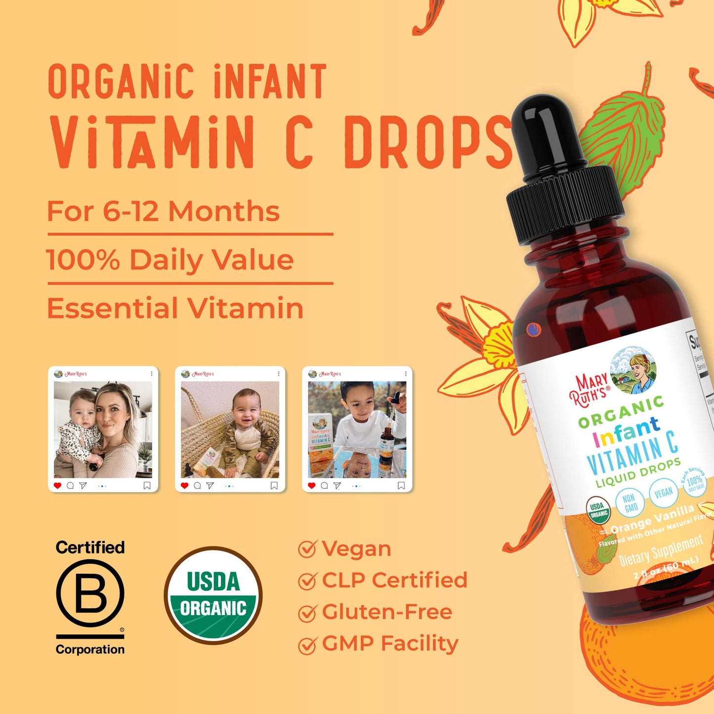 MaryRuth Organics | Infants Vitamin C Liquid Drops (2 oz) | Gotas líquidas de vitamina C para bebés (2 oz)