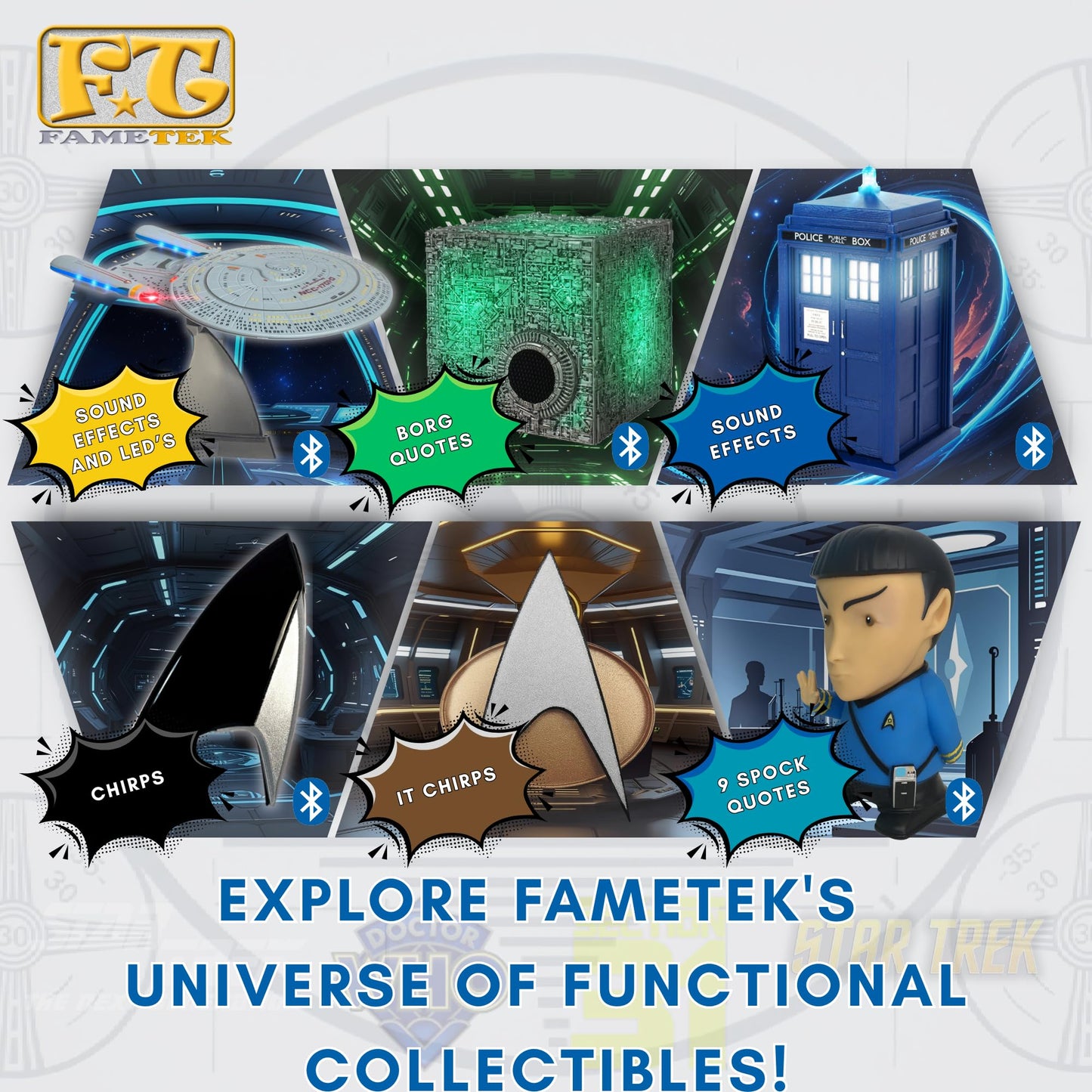 Star Trek Borg Cube - Altavoz Bluetooth con iluminación verde, efectos de sonido y citas Borg - Memorabilia, regalos, Gadgets, coleccionables para fans de Star Trek