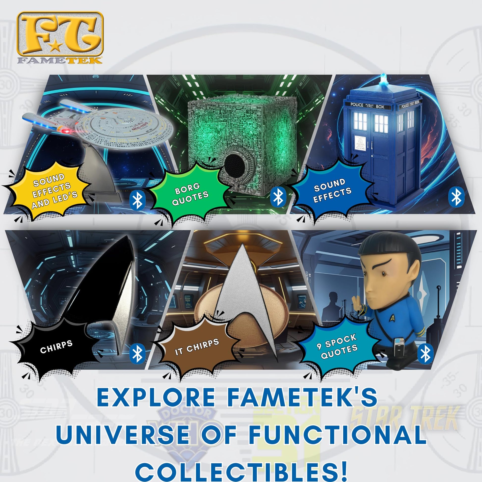 Star Trek Borg Cube - Altavoz Bluetooth con iluminación verde, efectos de sonido y citas Borg - Memorabilia, regalos, Gadgets, coleccionables para fans de Star Trek