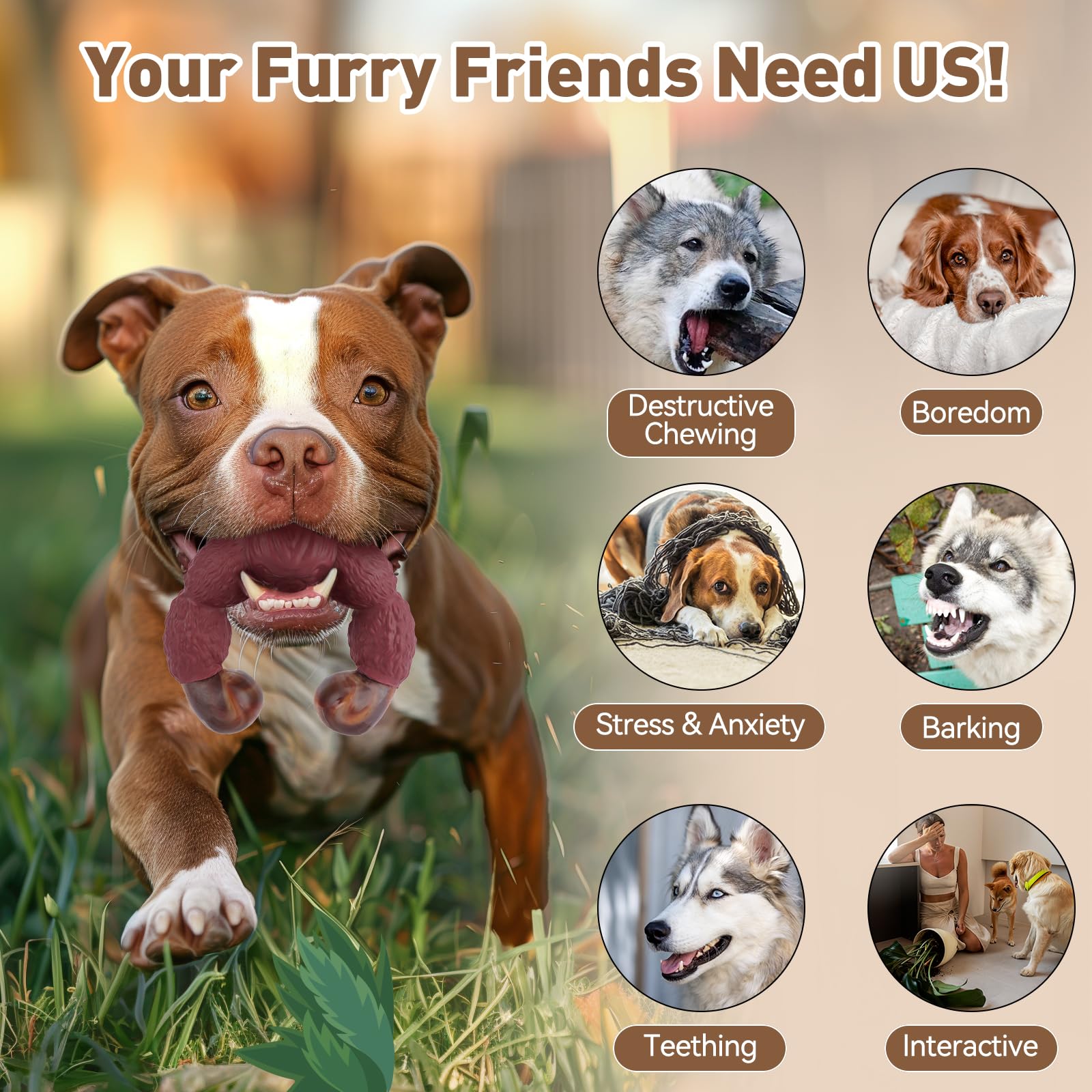 BIKIISEN - Juguetes para perros grandes: masticables y chirriantes, interactivos para aldeaños ataques de visitante