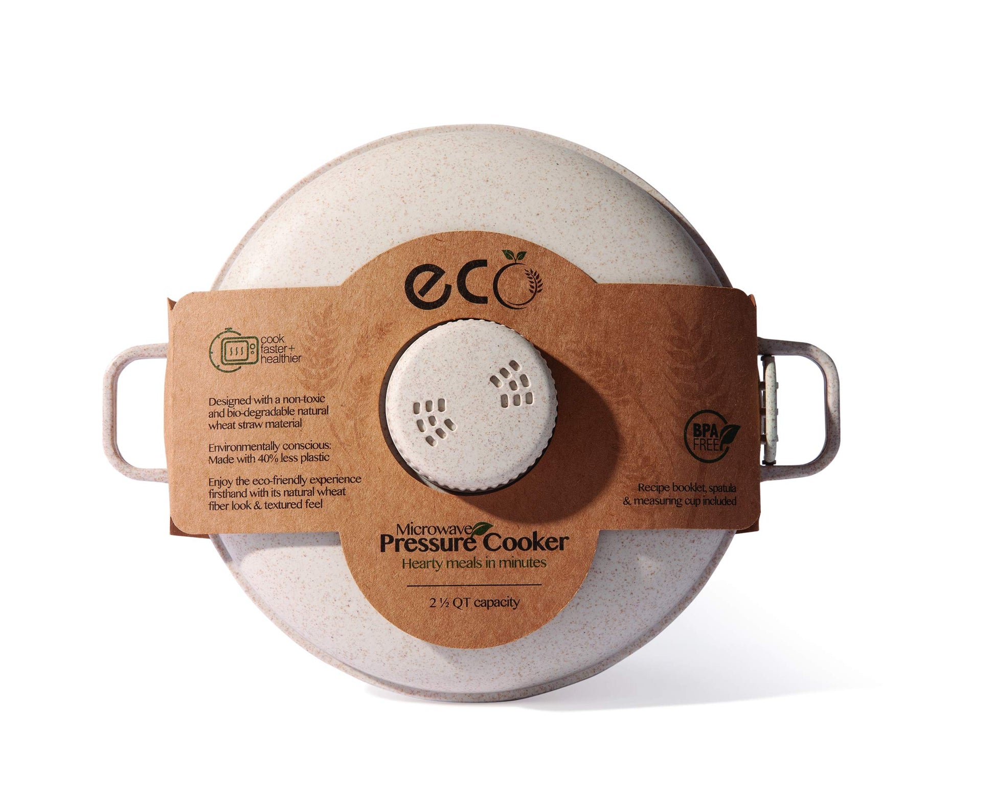 Handy Gourmet - olla de presión ecológica para microondas, fácil de cocinar en microondas, utensilios de cocina de microondas fáciles y rápidos para arroz, pollo, pasta y más, material no tóxico y biodegradable (beige)