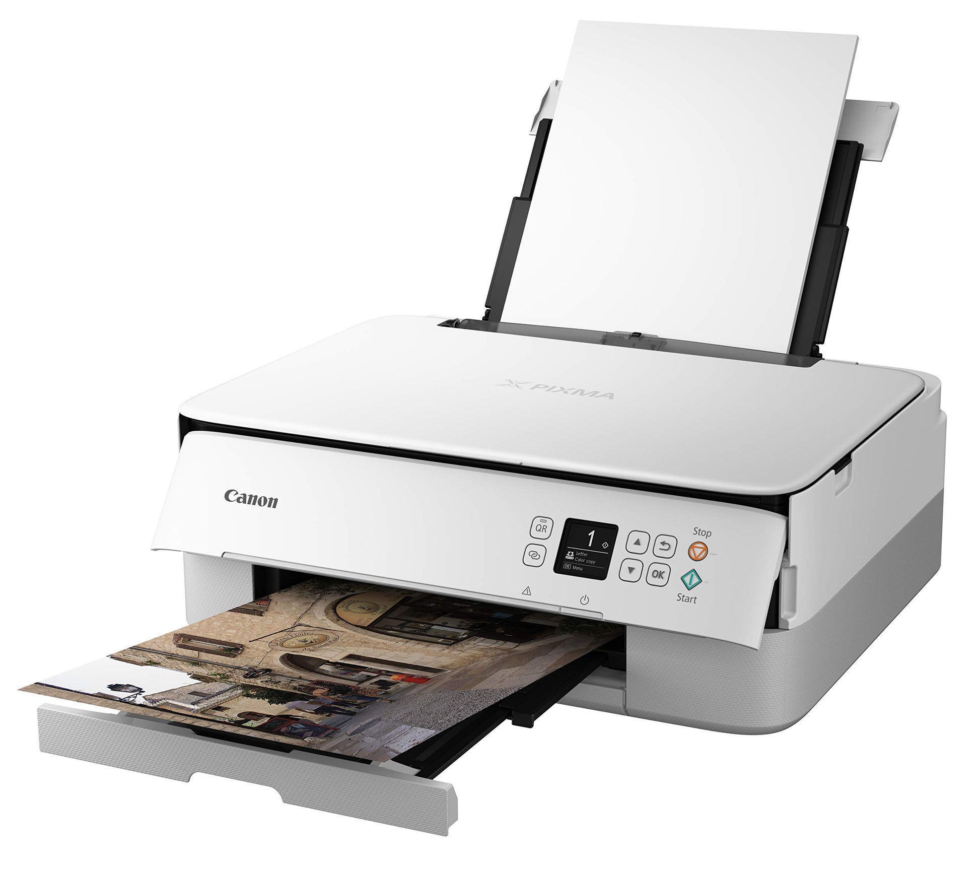 Canon PIXMA TS5320 Impresora inalámbrica Todo en uno, escáner, copiadora con AirPrint, Blanco, Funciona con Alexa