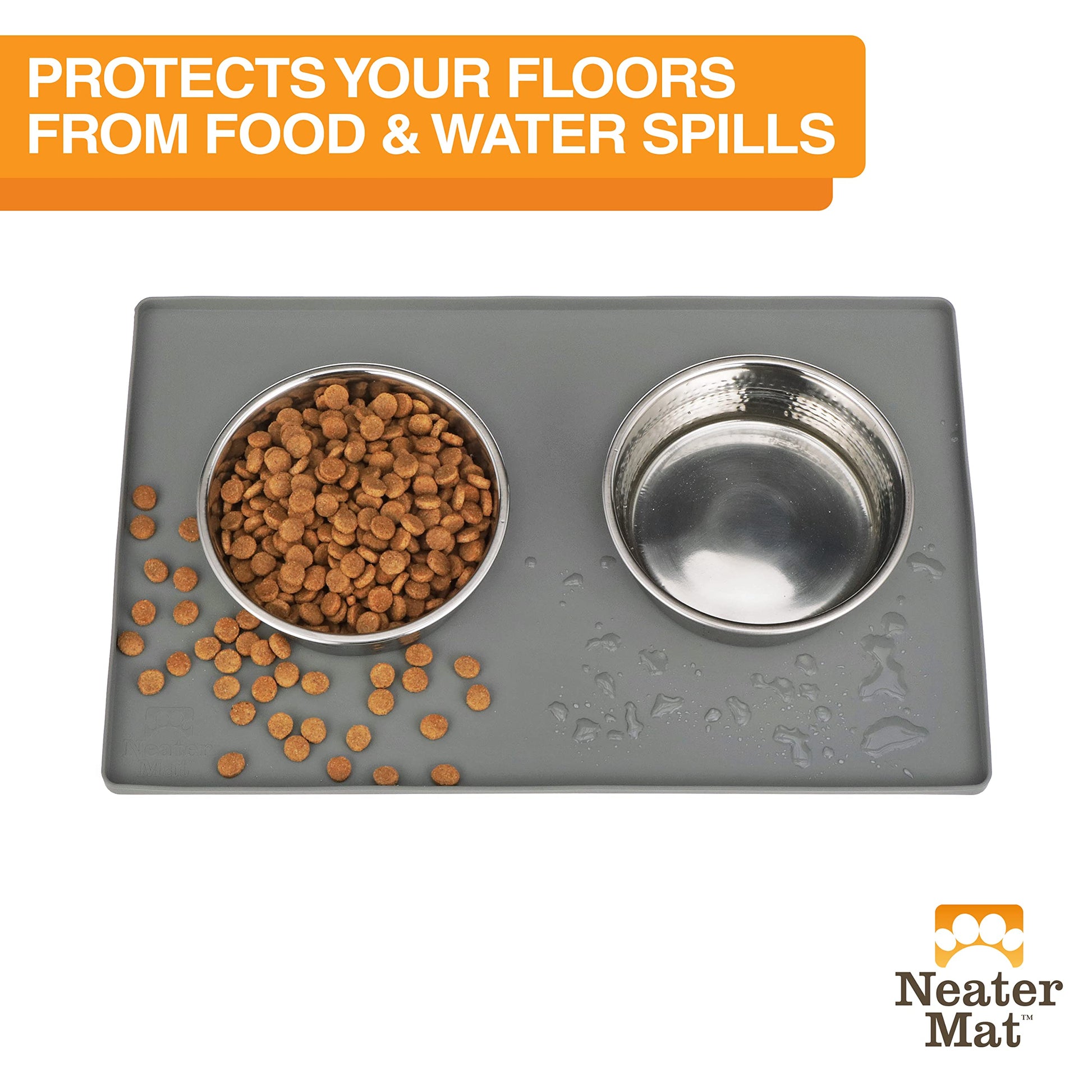 Tapete de Silicona Impermeable Neater Pet Brands Plomizo para Cuencos de Mascotas