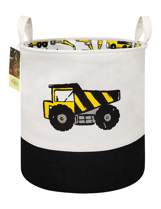 HUNRUNG - Cesta organizadora para la Colada de tamaño Grande, cestas Redondas de Regalo, Resistente al Agua y Plegable, Bolsa de Tela de algodón para guardería, Juguetes, Sala de Juegos, Engineerin