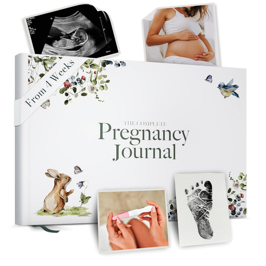 Agenda Semanal de Embarazo Woodland Blanco con Álbum de Recortes y Fotos para Mamá Nueva