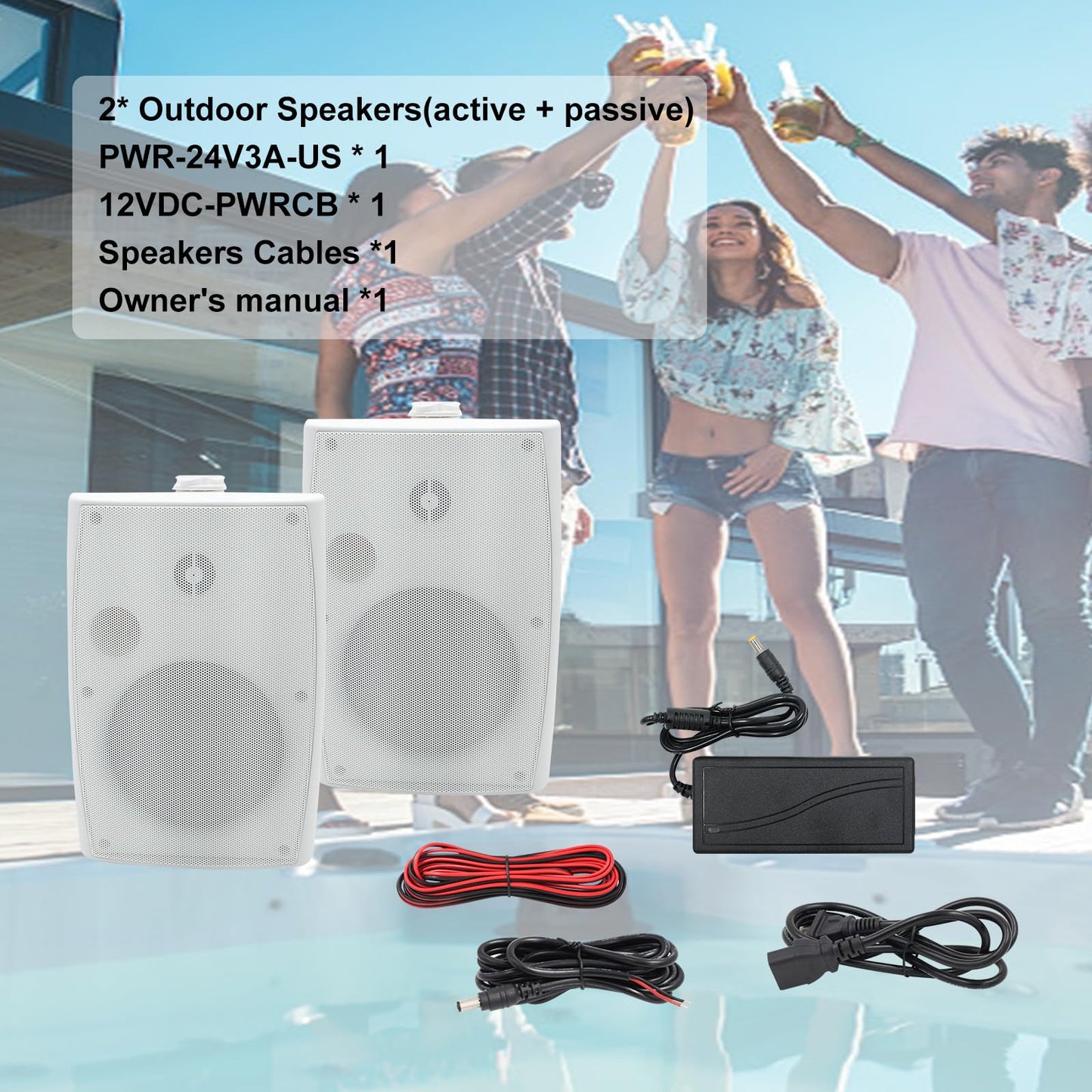 Herdio 6,5 Pulgadas Bluetooth Bocinas para Exterior, 400W Altavoces para Exteriores, Impermeable, Amplia Cobertura De Sonido Estéreo, para Patio, Terraza, Patio Trasero (Blanco)