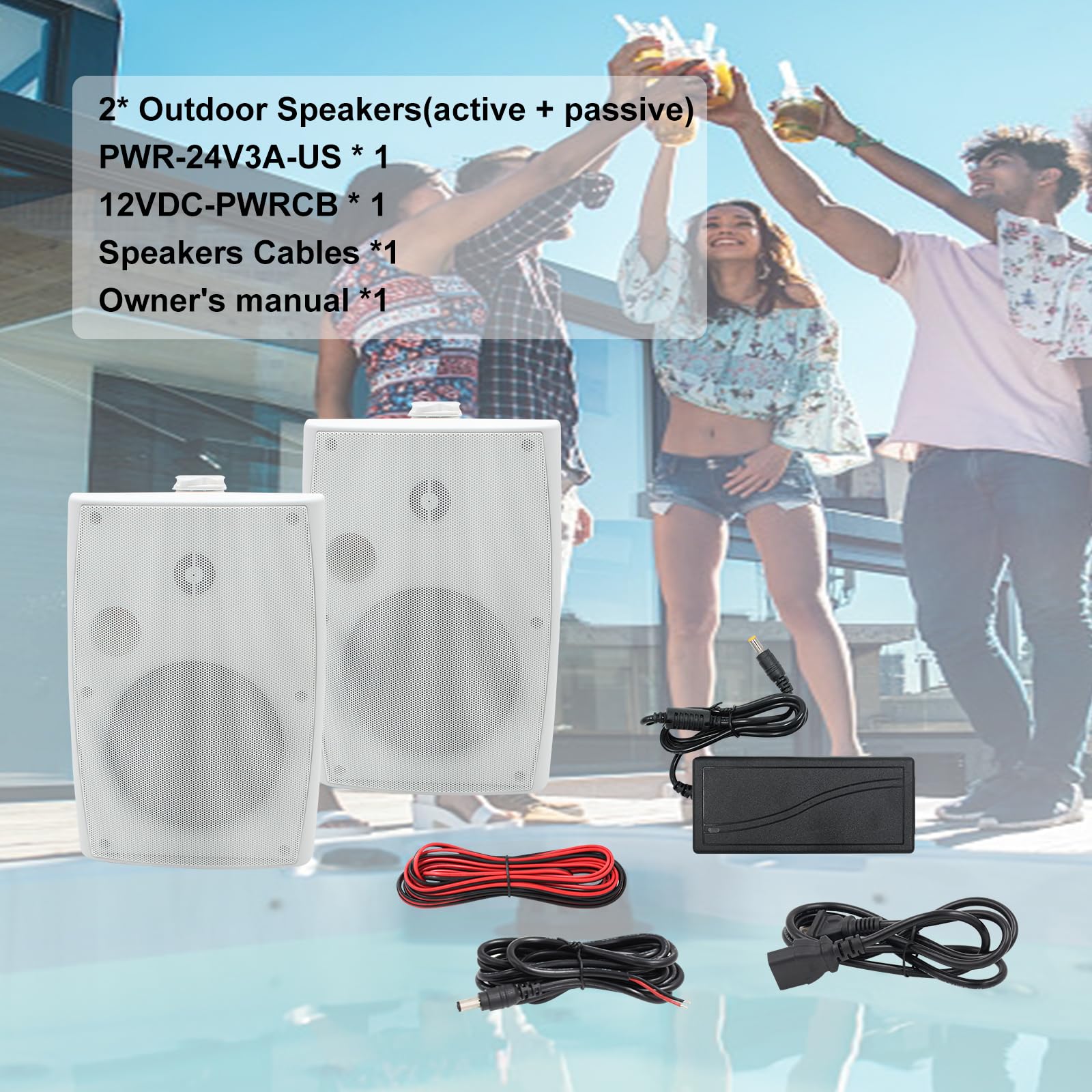 Herdio 6,5 Pulgadas Bluetooth Bocinas para Exterior, 400W Altavoces para Exteriores, Impermeable, Amplia Cobertura De Sonido Estéreo, para Patio, Terraza, Patio Trasero (Blanco)