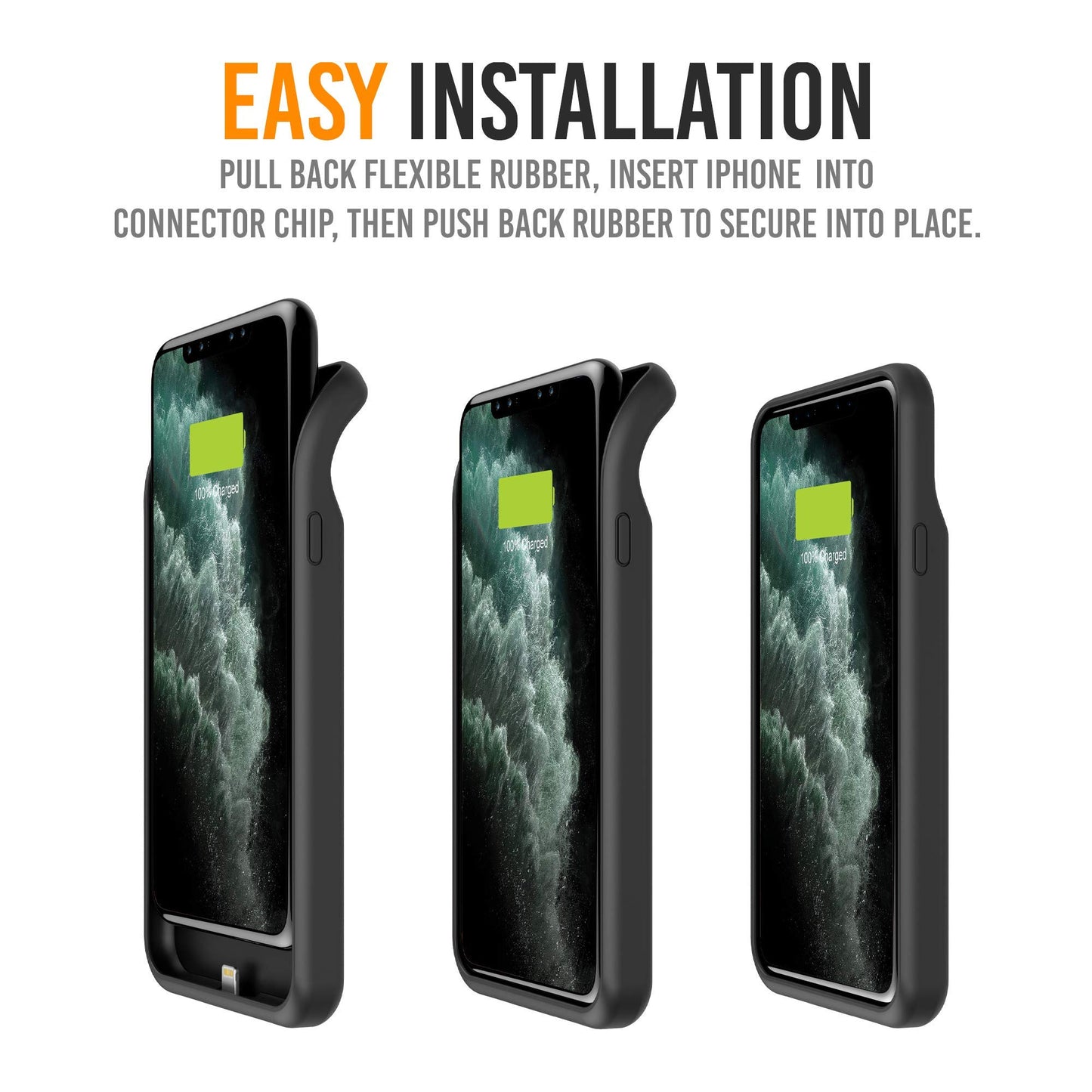 Carcasa con batería para iPhone X compatible con carga inalámbrica QI, Alpatronix BXX 5.8 pulgadas, 4200 mAh delgado estuche con batería recargable, protección cargador portátil para iPhone X [chip certificado por Apple; iOS 11+], Negro