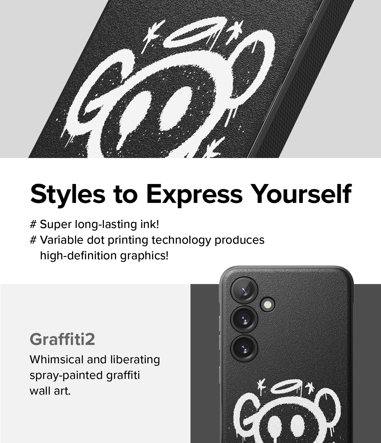 Funda Samsung Galaxy S24 Ringke Onyx Graffiti 2 Antihuellas y Antideslizante con Buen Agarre