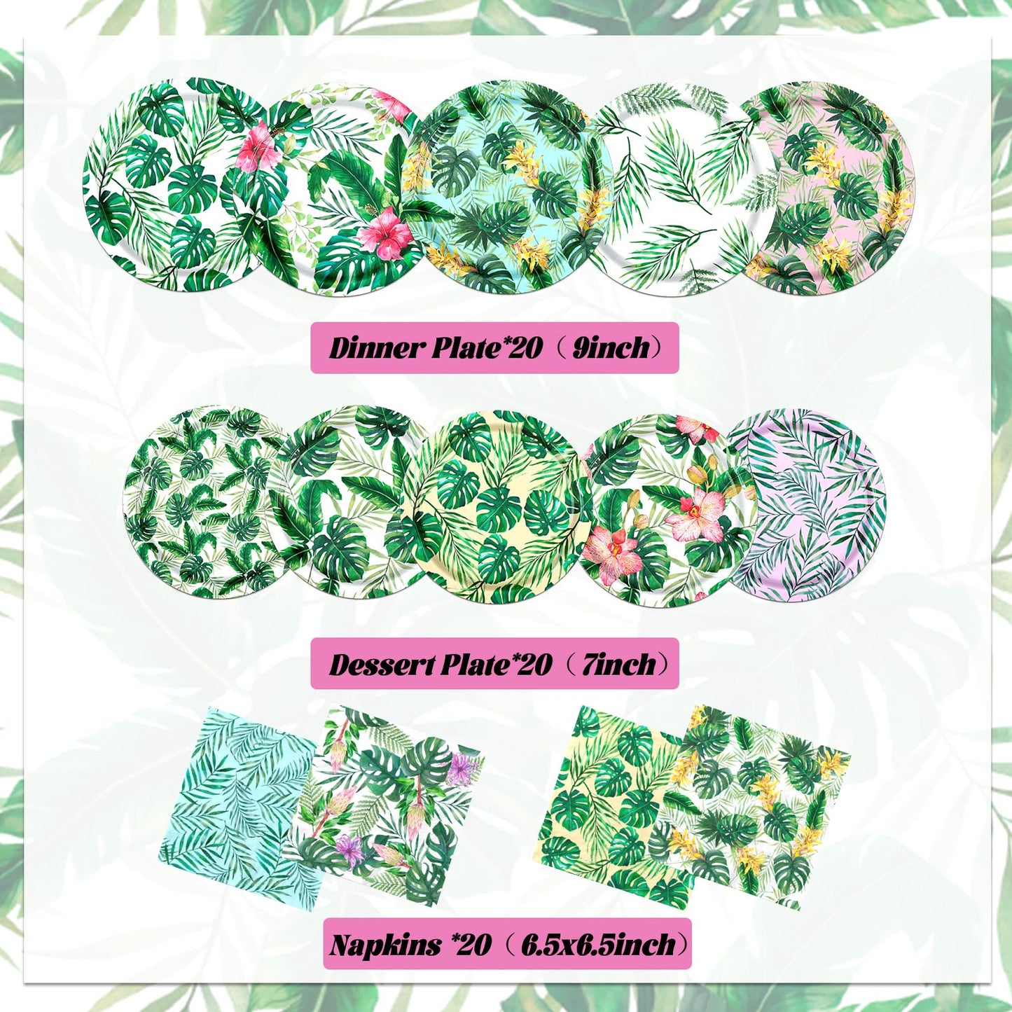 Servilletas y Platos Hawaianos Luau Tropicales para Fiesta de Cumpleaños de Verano