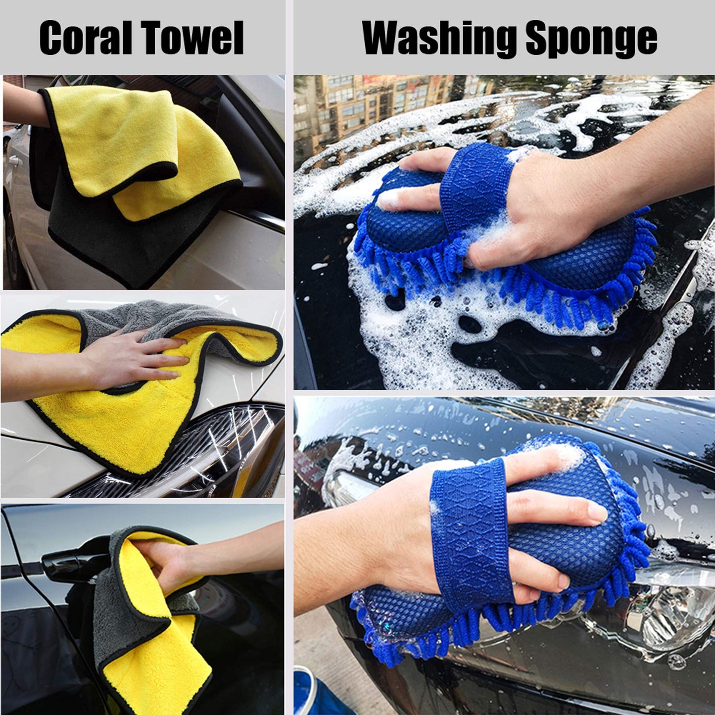 Kit de Herramientas de Limpieza de Carro Snow Eagle-L Azul con Paño de Microfibra y Cepillo de Neumáticos para Detallar Interiores