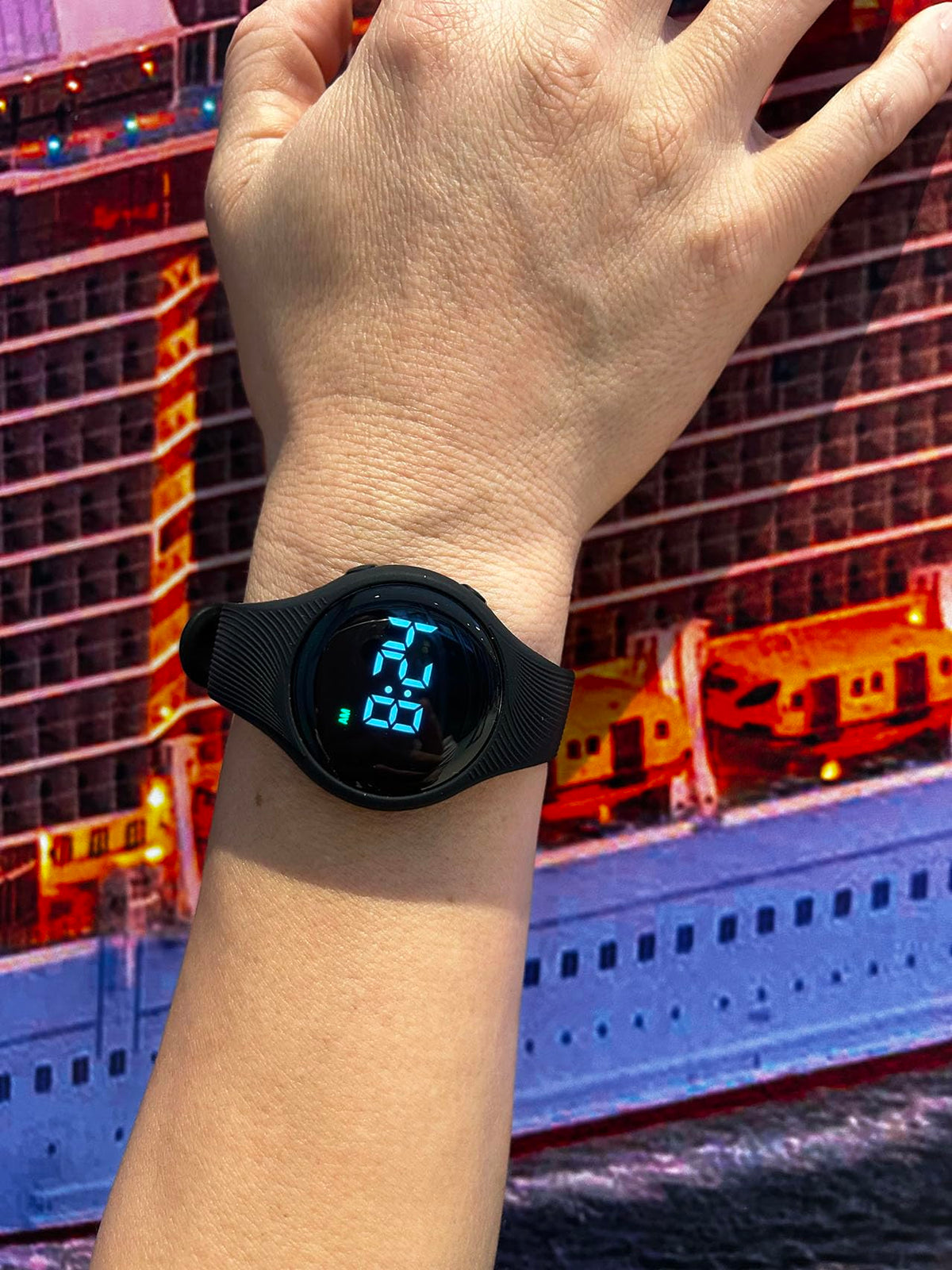 e-vibra - Reloj de entrenamiento para orinal, resistente al agua, silencioso, recargable, con alarma y visualización de bloqueo, Negro