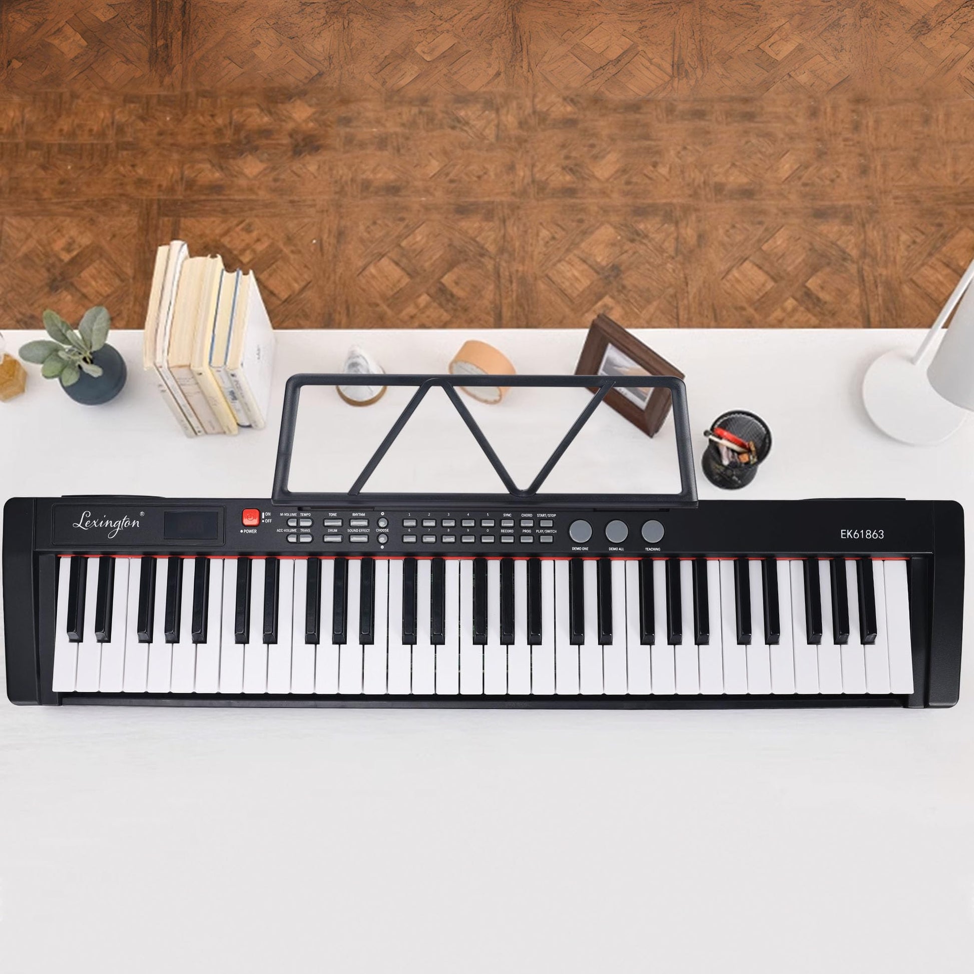 Lexington - Piano de teclado de 61 teclas, juego completo de teclado electrónico para principiantes y adultos, teclado de música portátil con teclas iluminadas, modos de enseñanza, soporte, estuche,