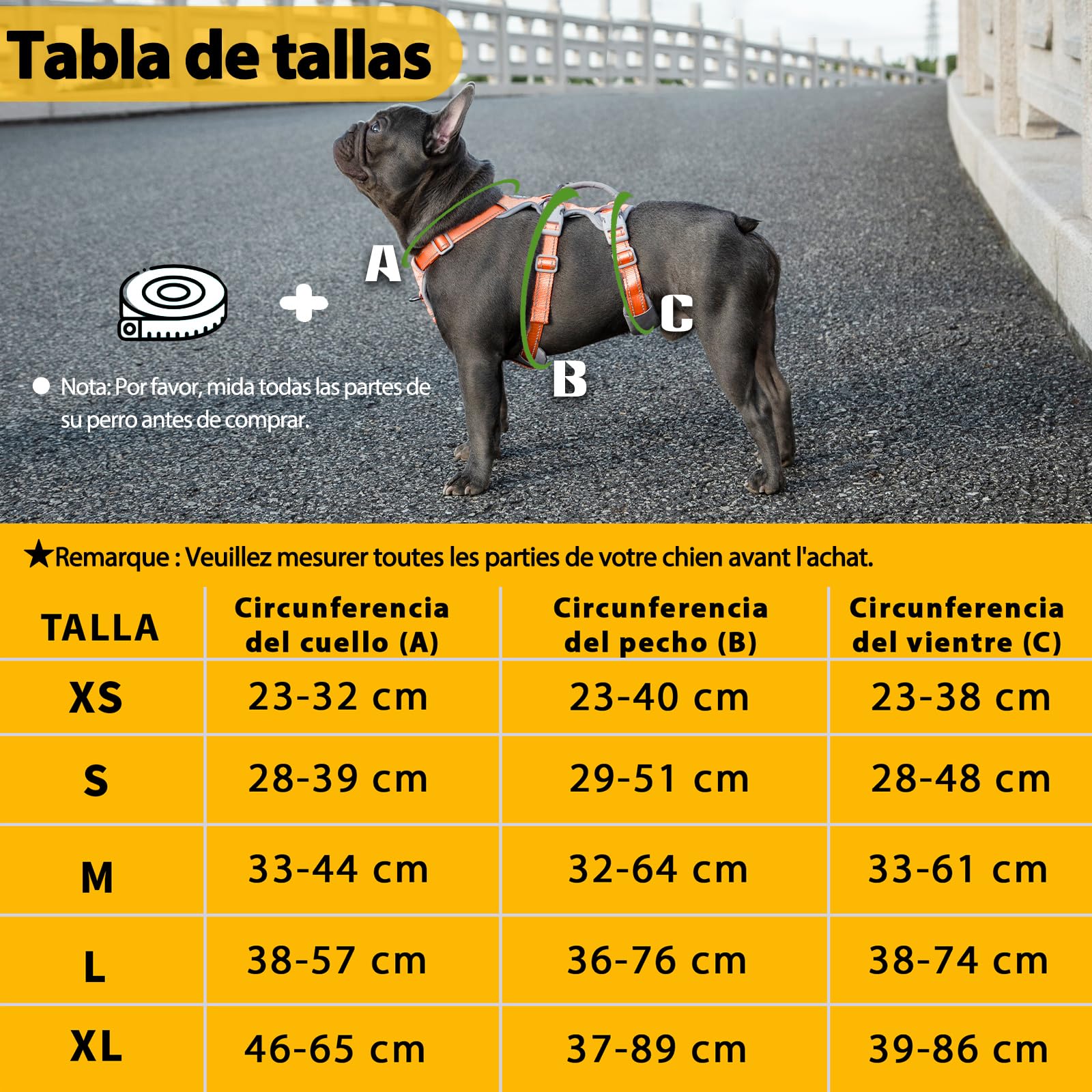 Arneses para perros a prueba de fugas, arnés seguro para perros sin escapes, arnés totalmente reflectante con asa acolchada, transpirable, chaleco ajustable para perros grandes de paseo(Naranja,L）