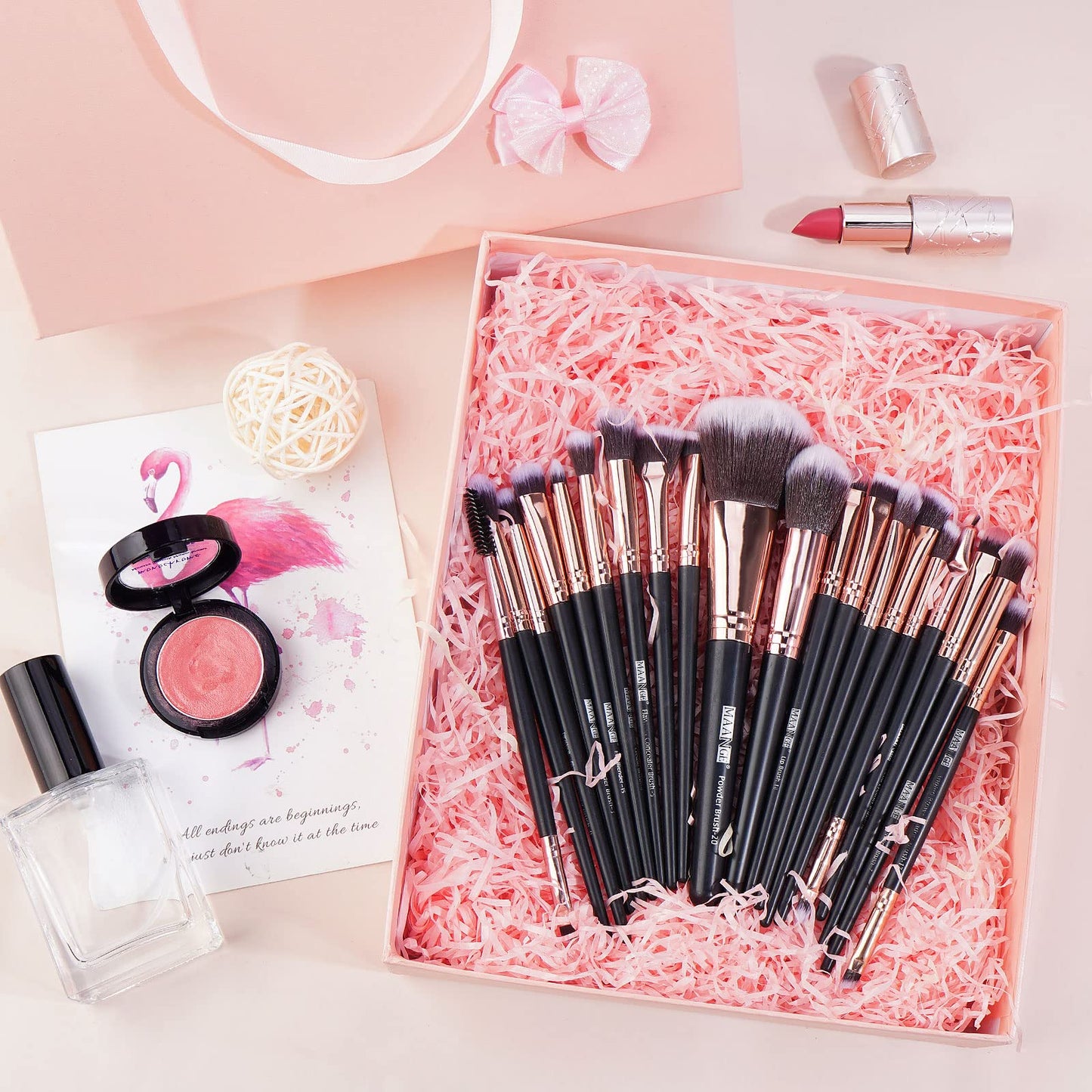 MAANGE Brochas de Maquillaje Profesional 20 Piezas Set de Brochas para Maquillaje Natural Pinceles de Maquillaje Brochas Faciales Maquillaje（negro dorado)