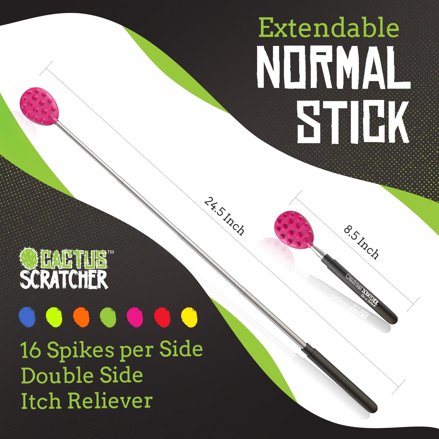 Rascador de Espalda Cactus Plástico Retráctil Compacto 25 Pulgadas 5 Secciones 16 Pinchos